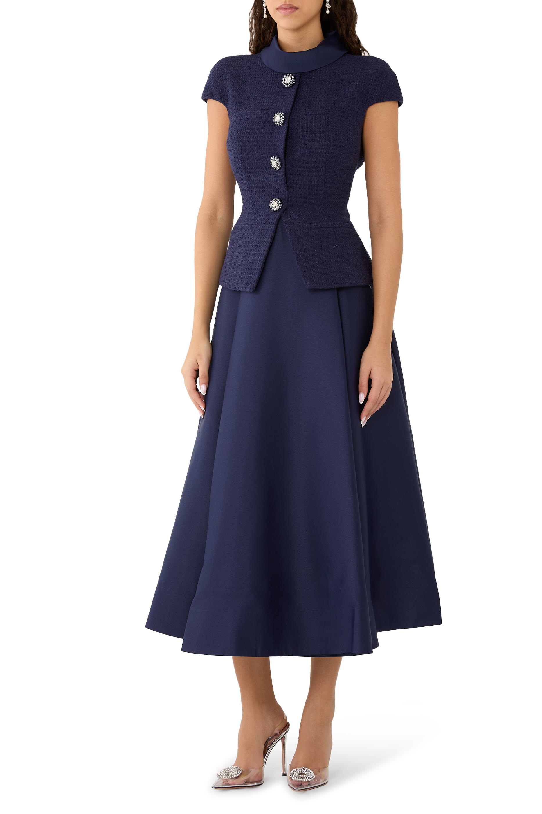 فستان بوكليه متوسط الطول تافيتا