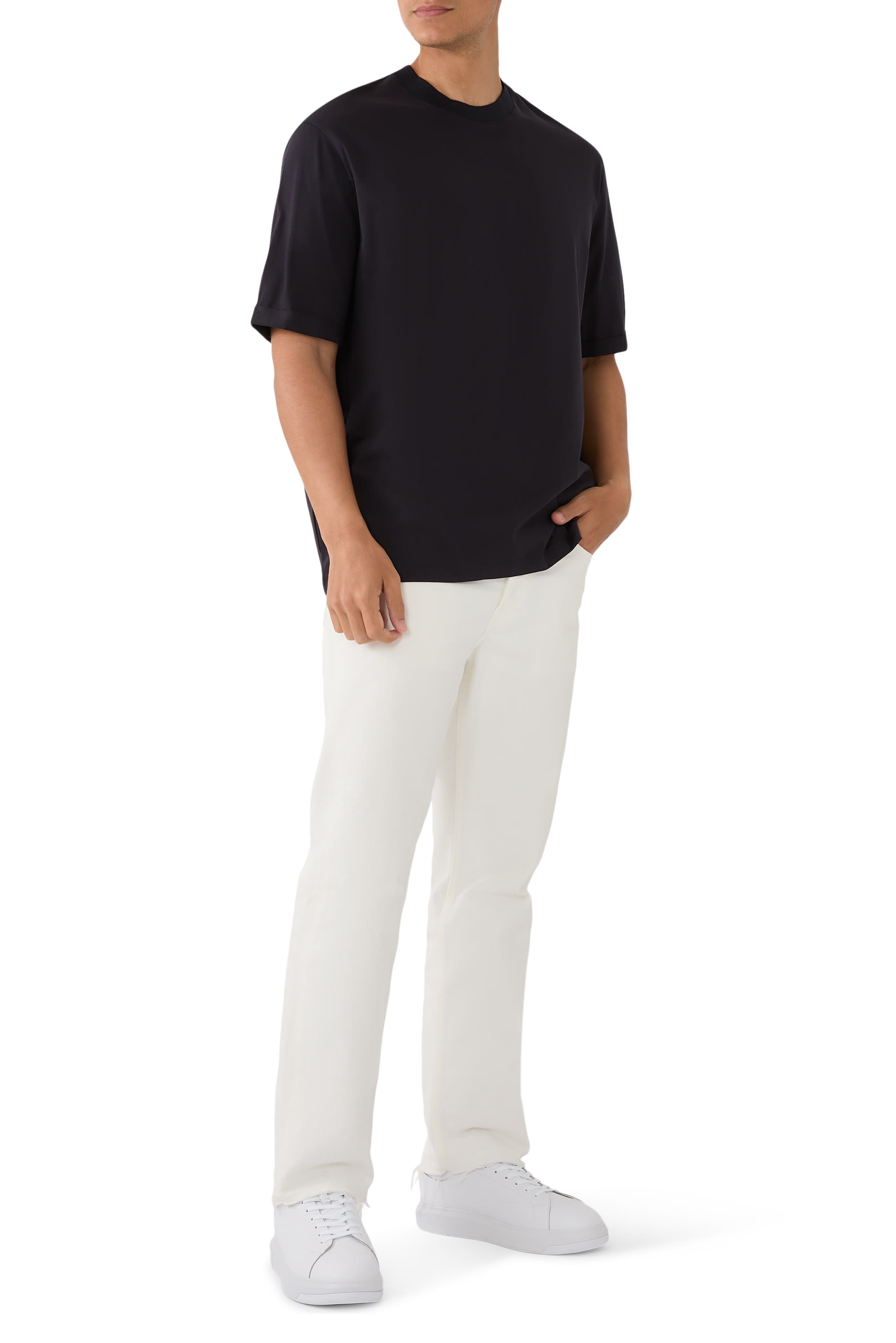 تيشيرت بنقشة حرفي شعار الماركة