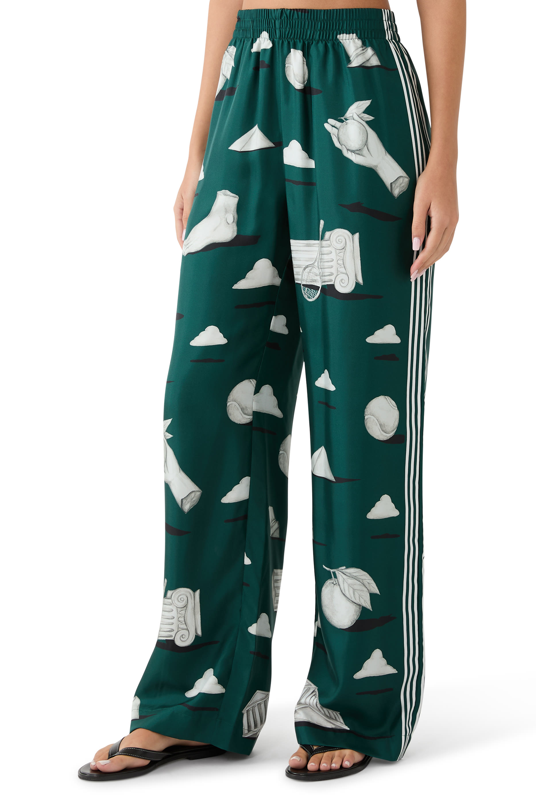 بنطال بنقشة تجريدية حرير