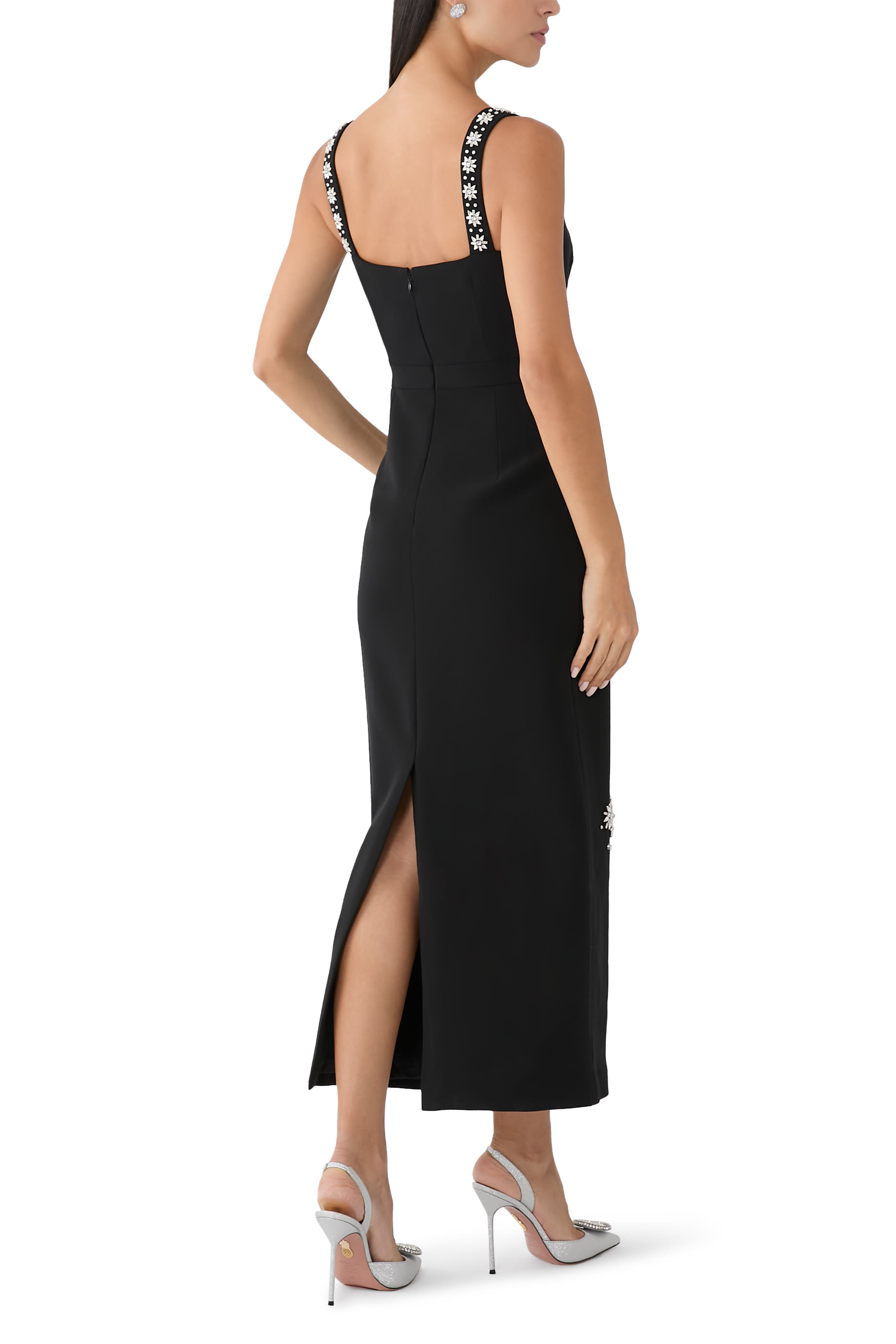 فستان براندي كريب بتطريزات