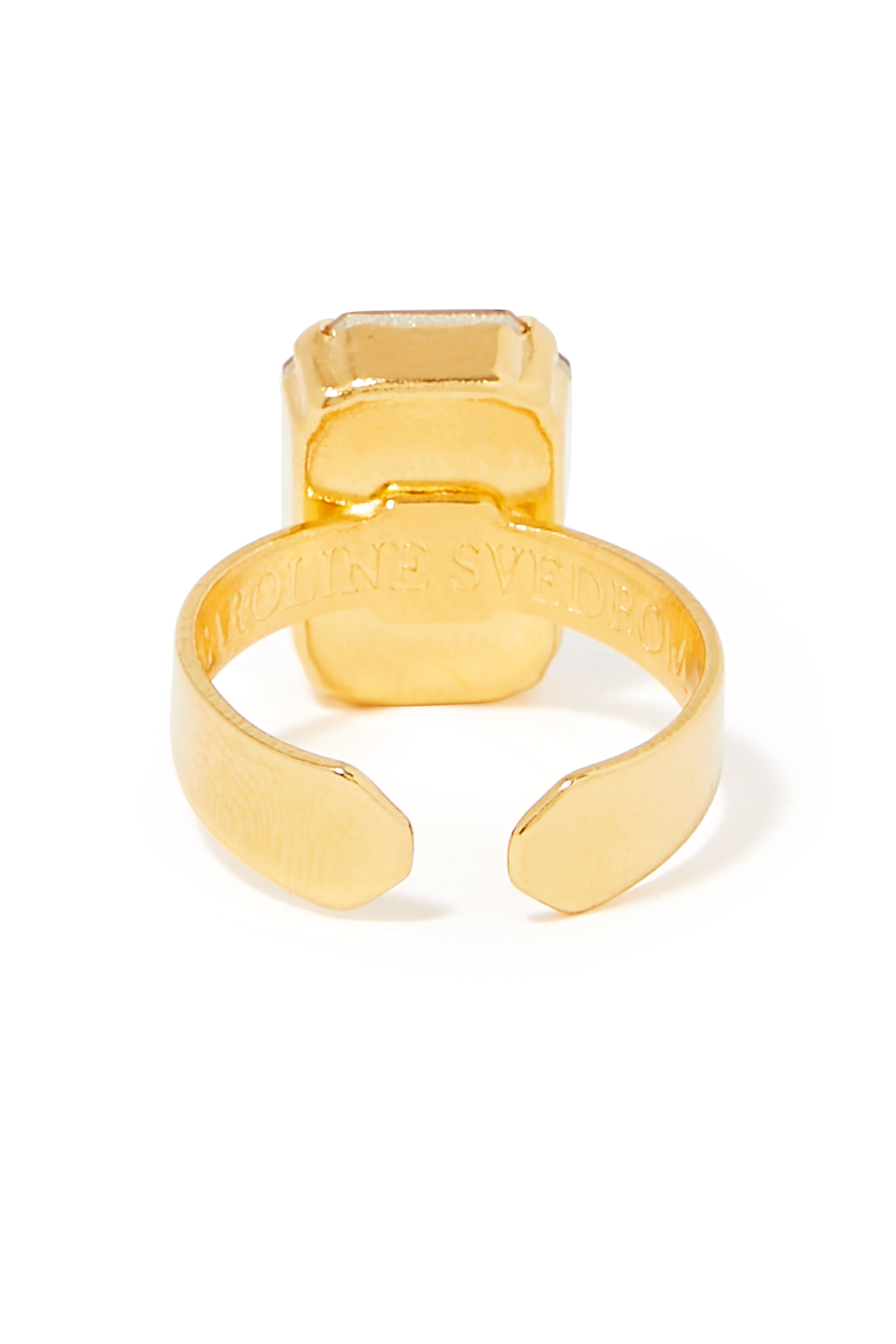 خاتم ليديا مرصع بكريستال سواروفسكي، معدن مطلي بذهب عيار 18 قيراط