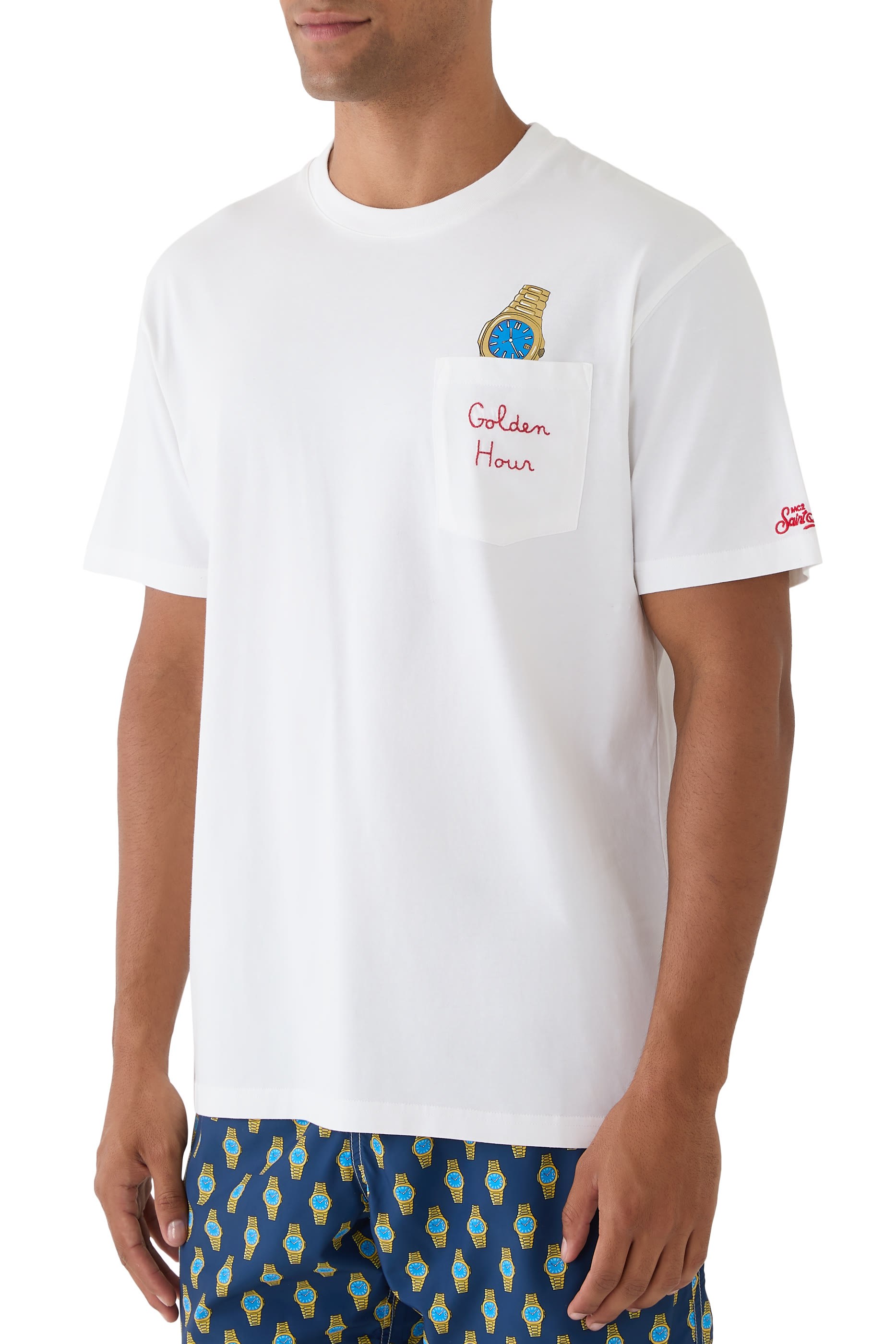 تيشيرت بطبعة ساعة ذهبية