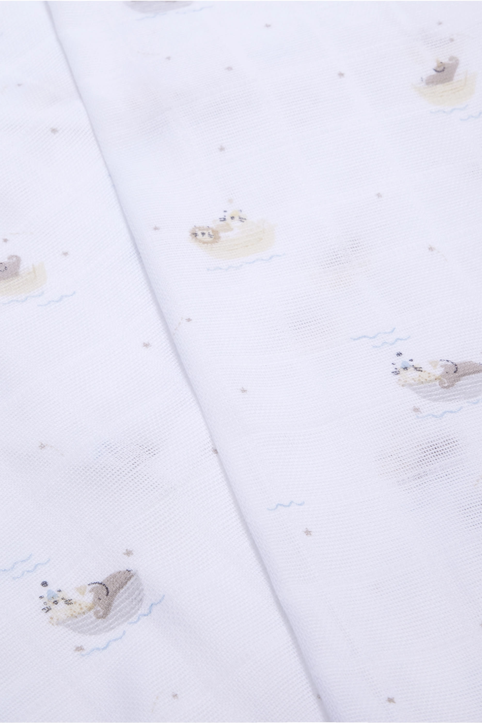 طقم بطانية بنقشة سفاري وقارب موسلين قطن عضوي للأطفال، قطعتين