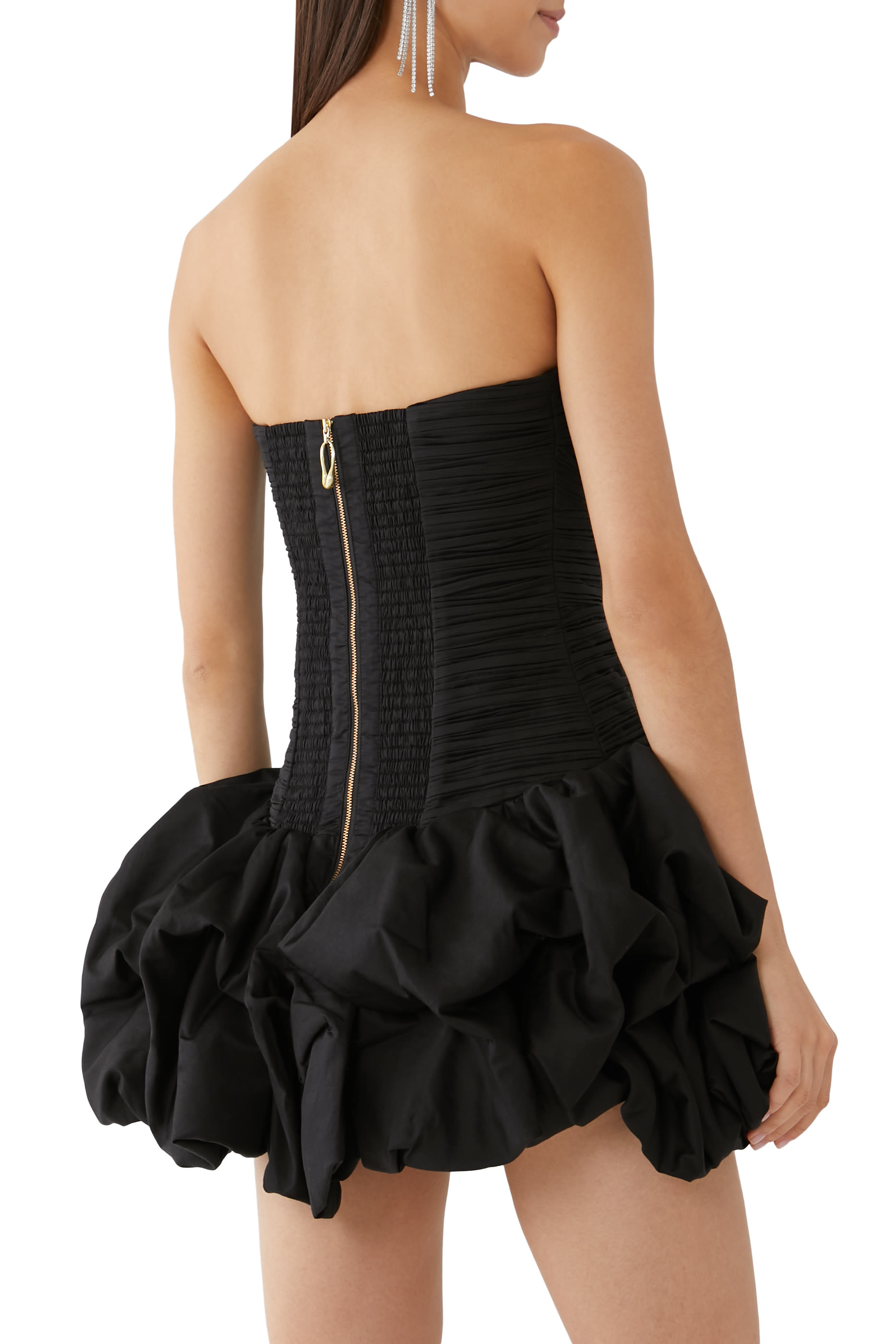 فستان فيوليت قصير بحافة منفوخة