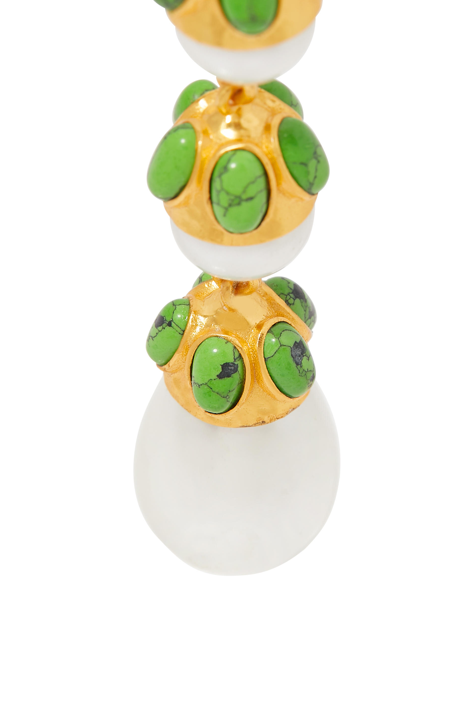 أقراط دلفينا مرصعة بالكوارتز واللؤلؤ نحاس مطلي بذهب أصفر عيار 24