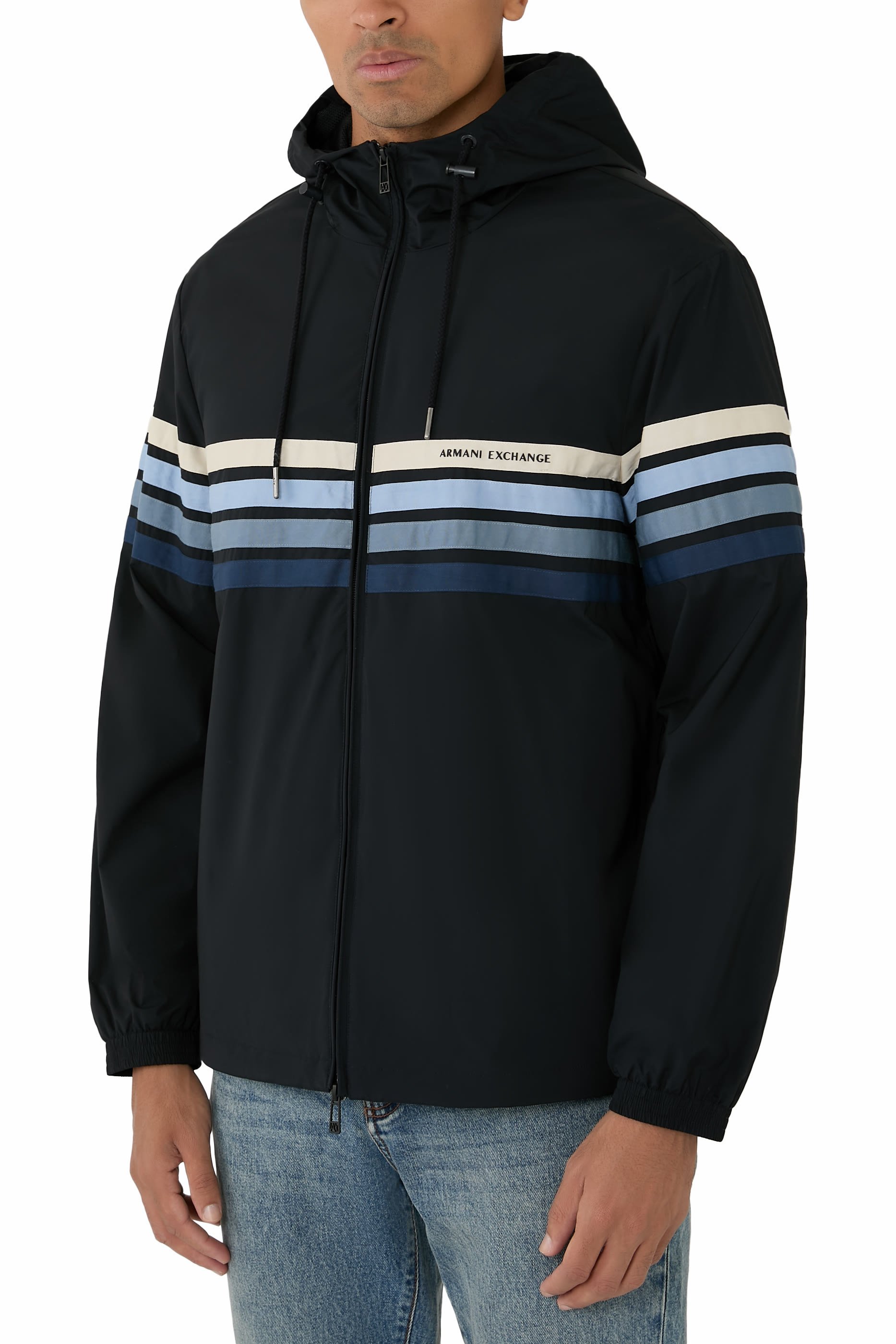 جاكيت بلوسون بتصميم هودي بسحاب وشعار الماركة