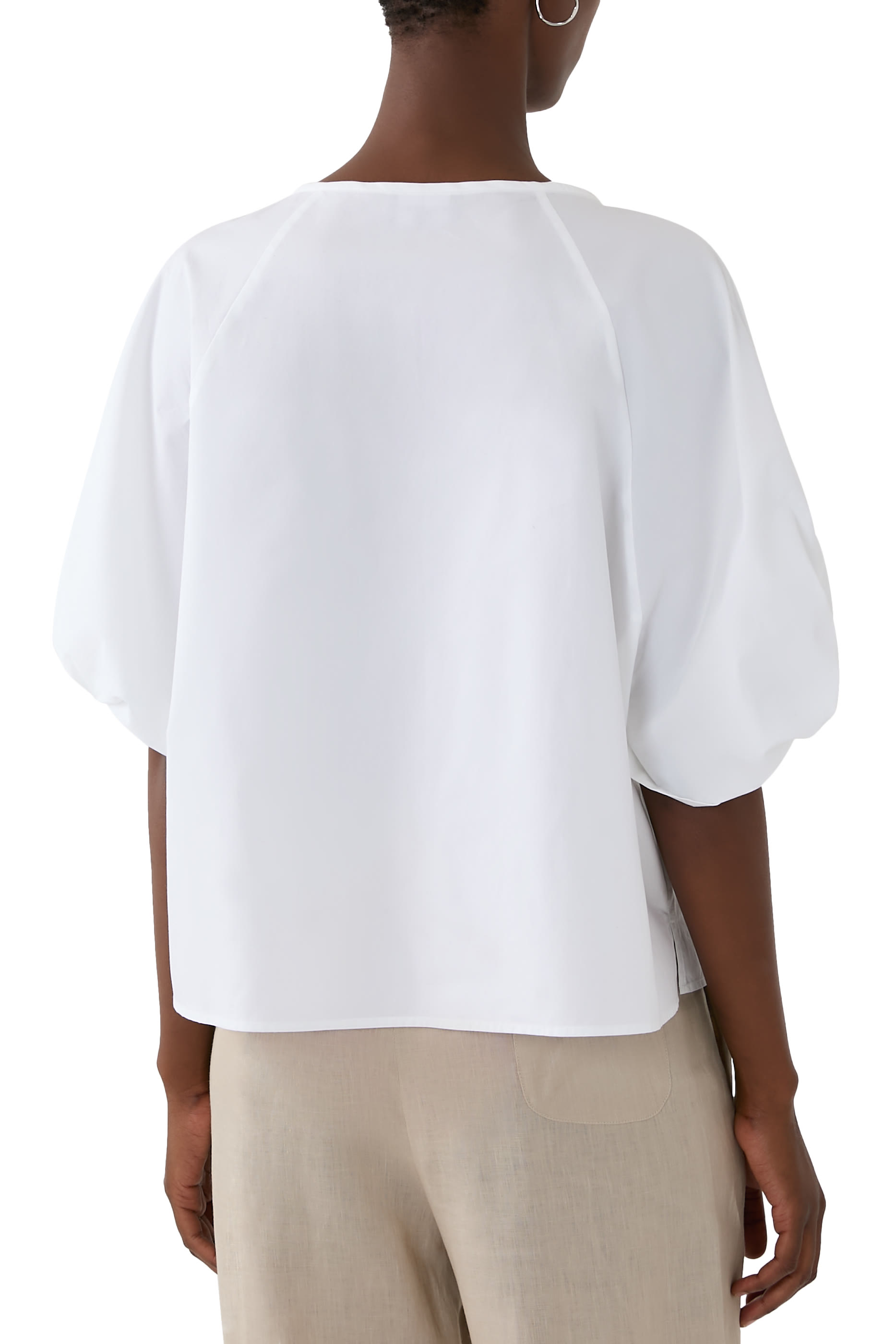 بلوزة بأكمام بعقدة ملفوفة بوبلين