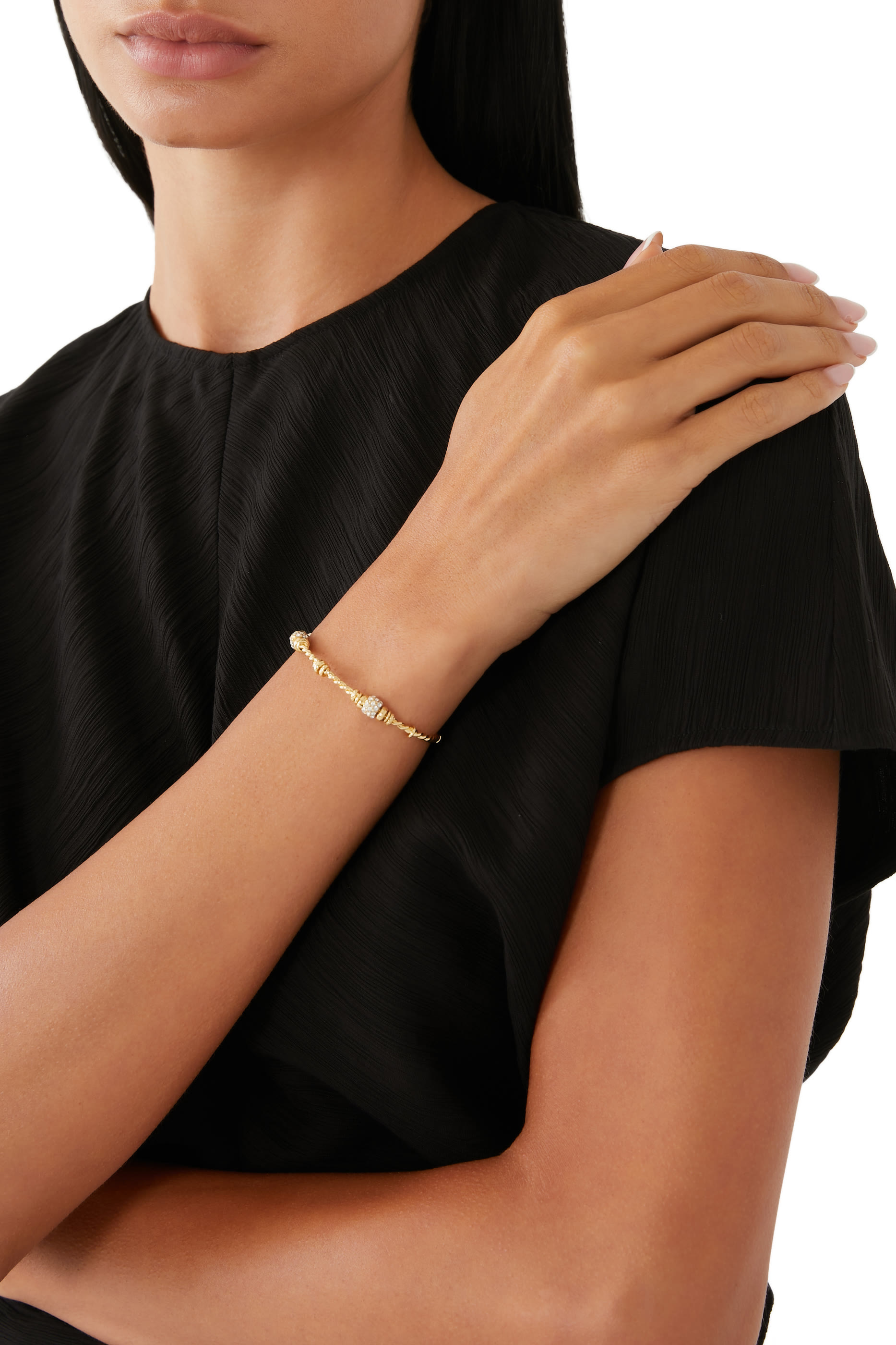 سوار جونك تورساد مرصع بالكريستال معدن مطلي بالذهب