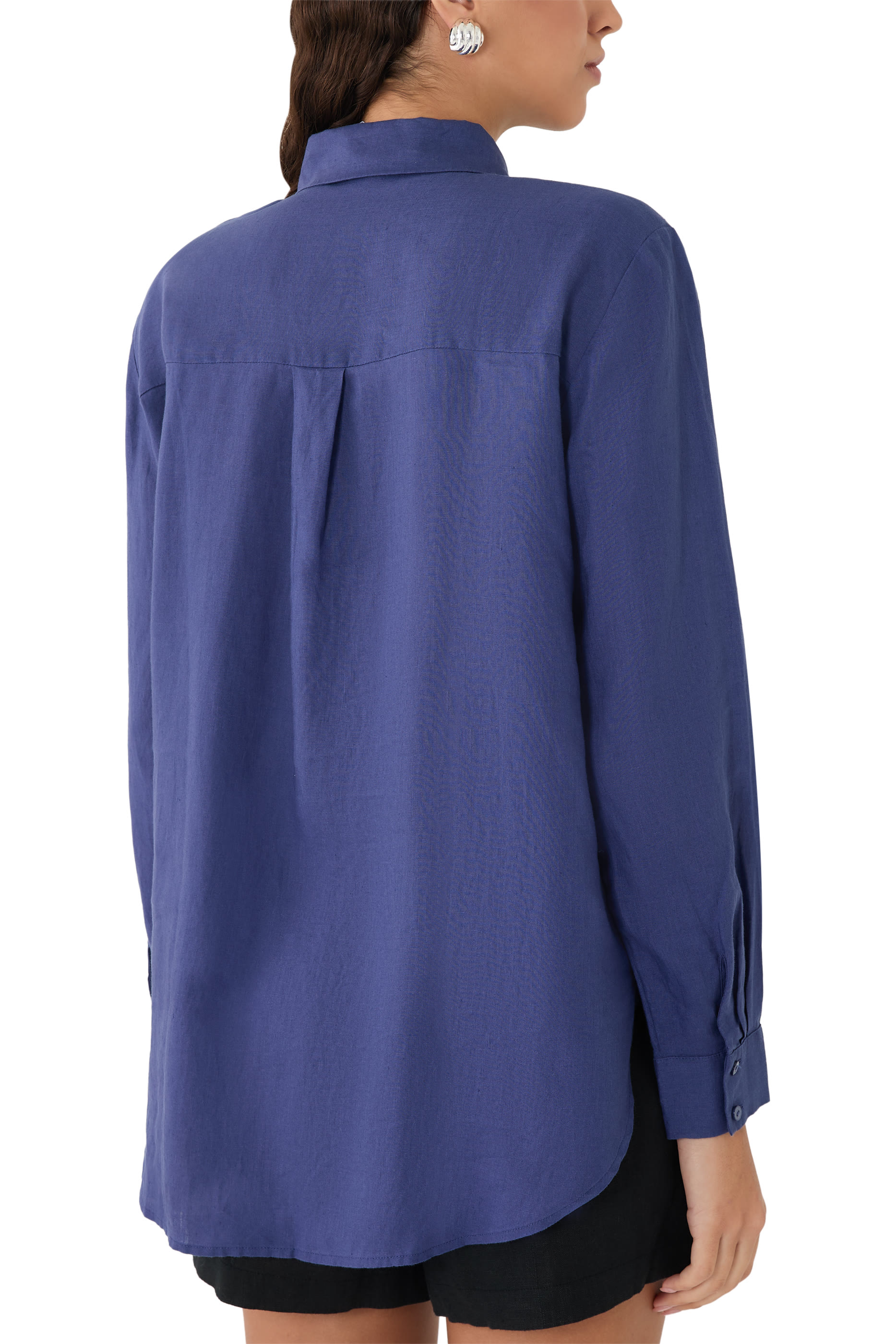 قميص بياقة كلاسسيكية كتان منديل عضوي