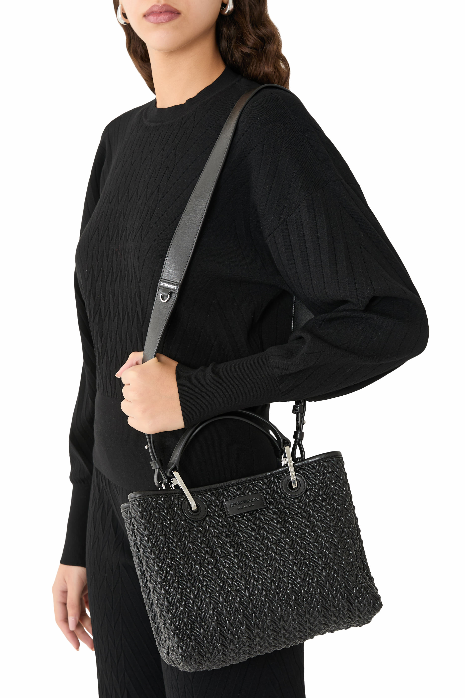 حقيبة يد ماي اي ايه صغيرة جلد بتفاصيل متداخلة