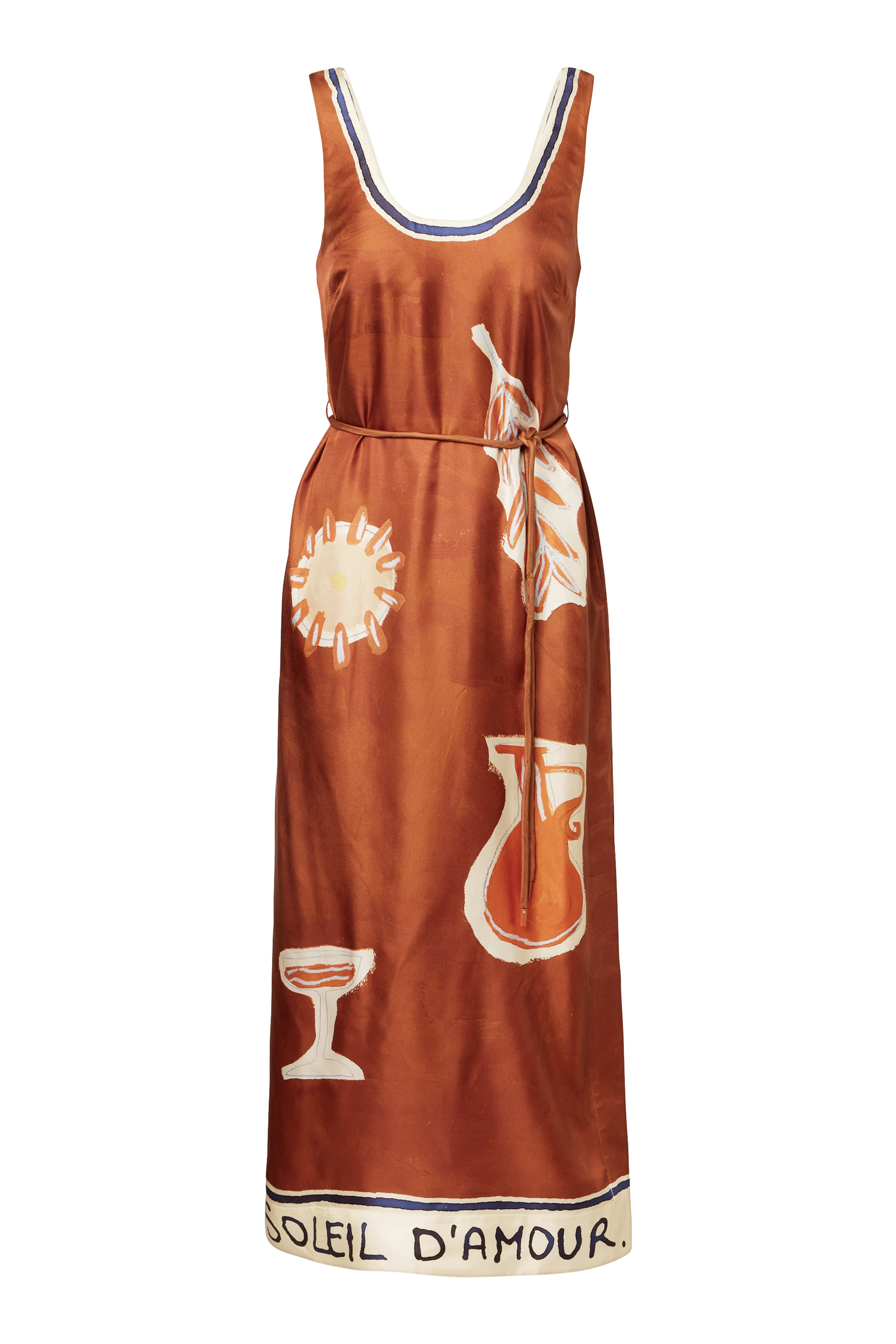 فستان سولاي دامور متوسط ​​الطول حرير