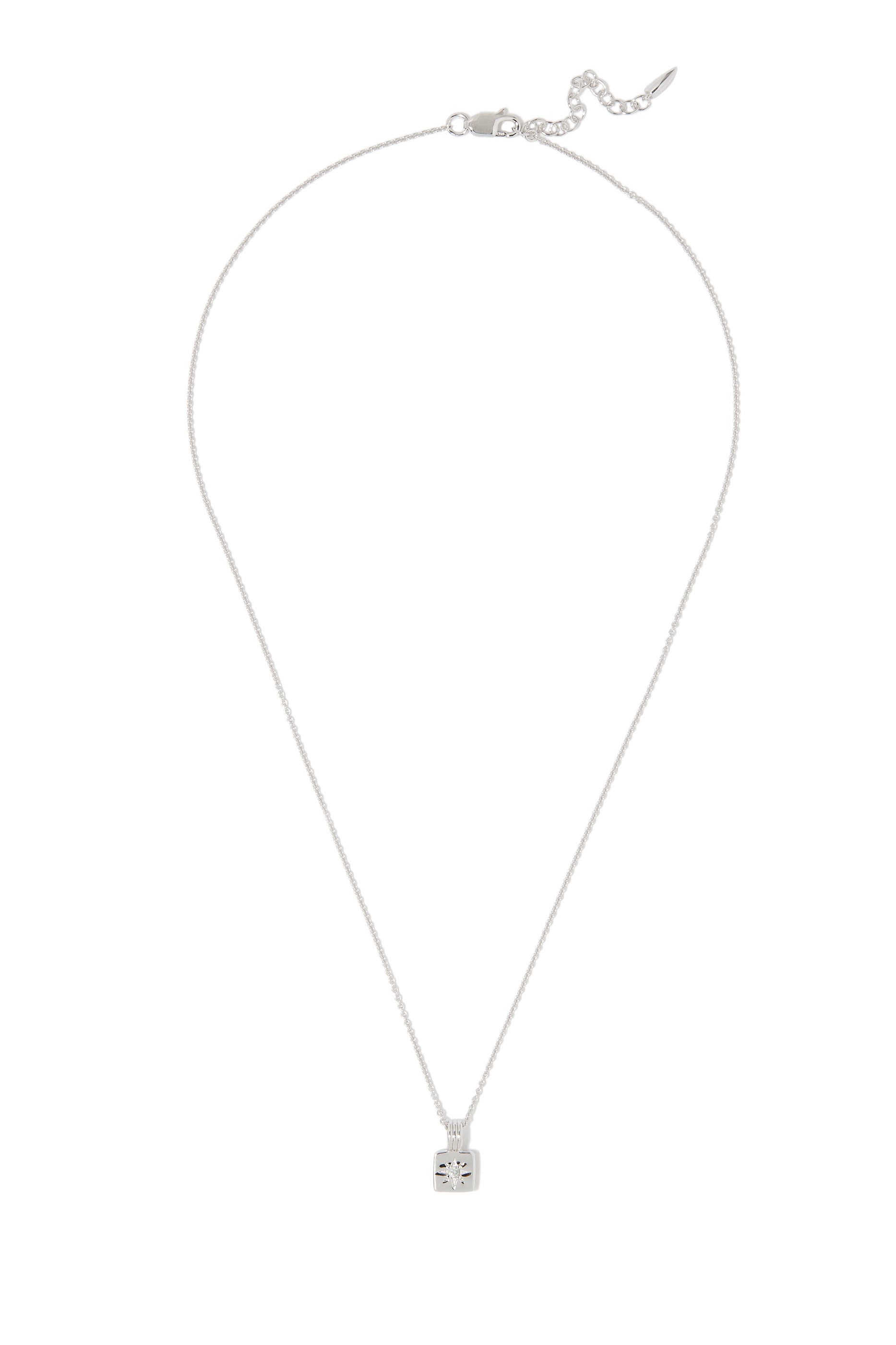 قلادة ستار بريدج بدلاية قابلة للنقش، فضة استرلينية مطلية بالروديوم