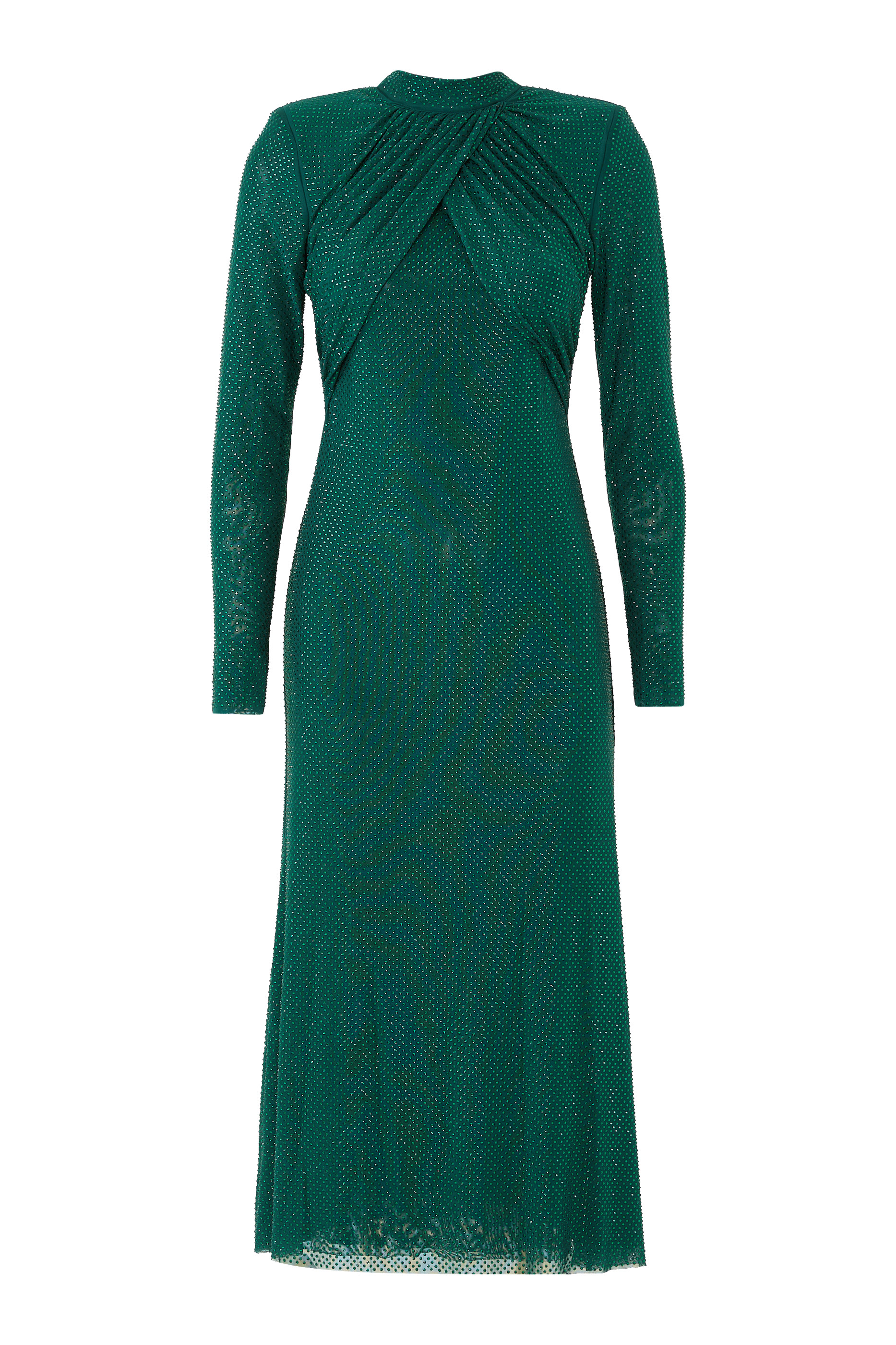 فستان متوسط الطول مزين بأحجار الراين قماش شبكي