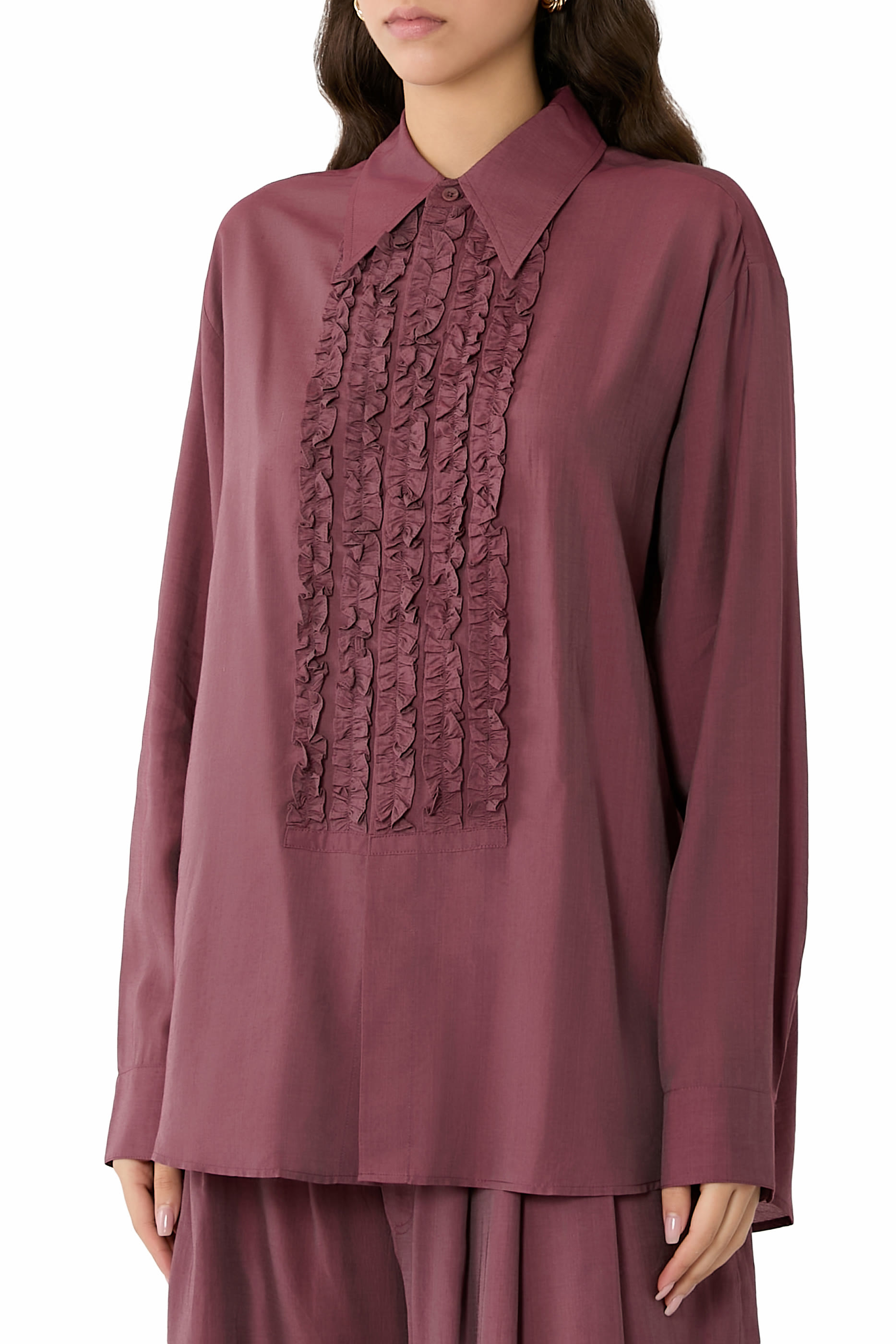 Silk Voile Easy Tuxedo Shirt