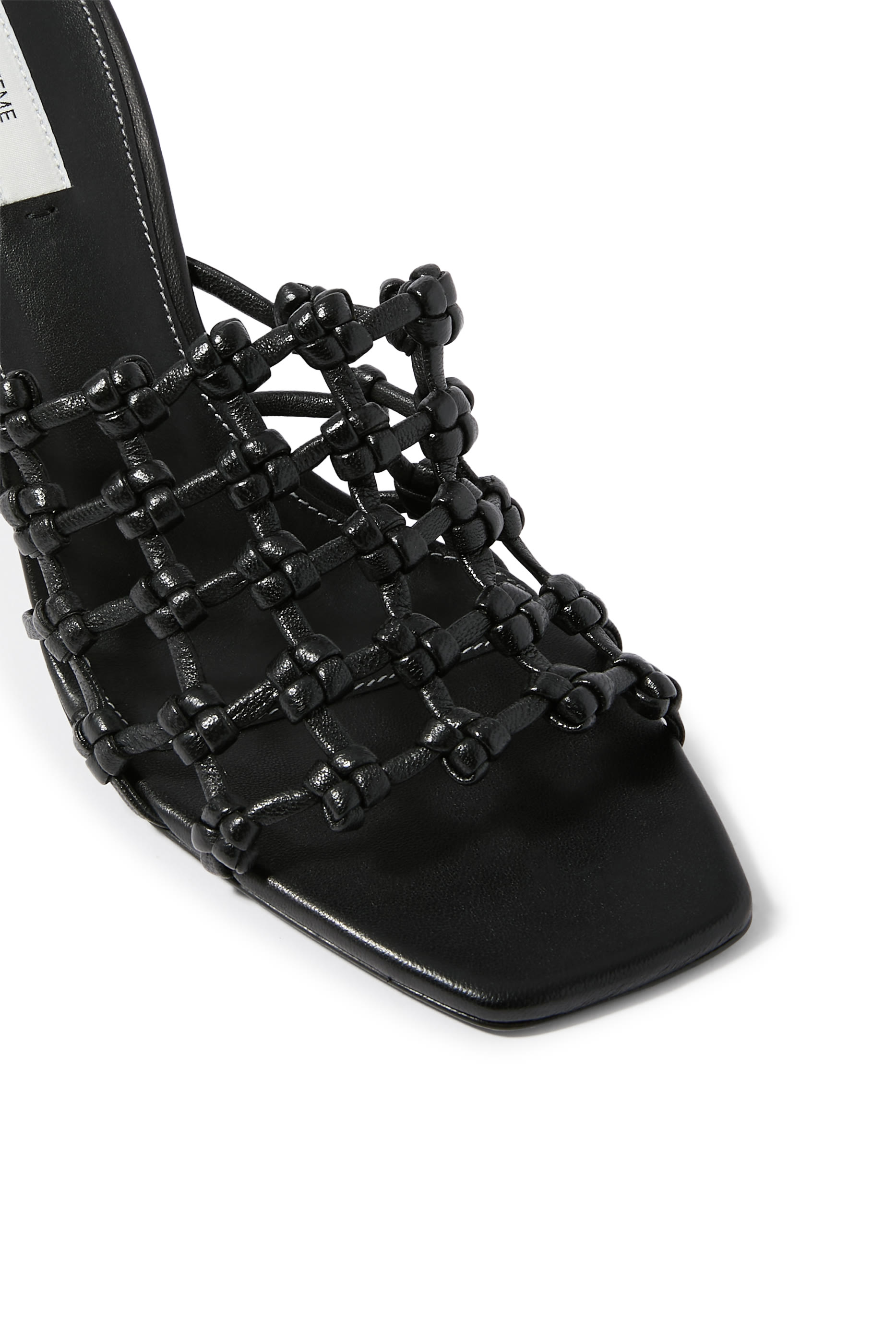 حذاء باندو مفتوح من الخلف 85 جلد بتفاصيل ضفيرة