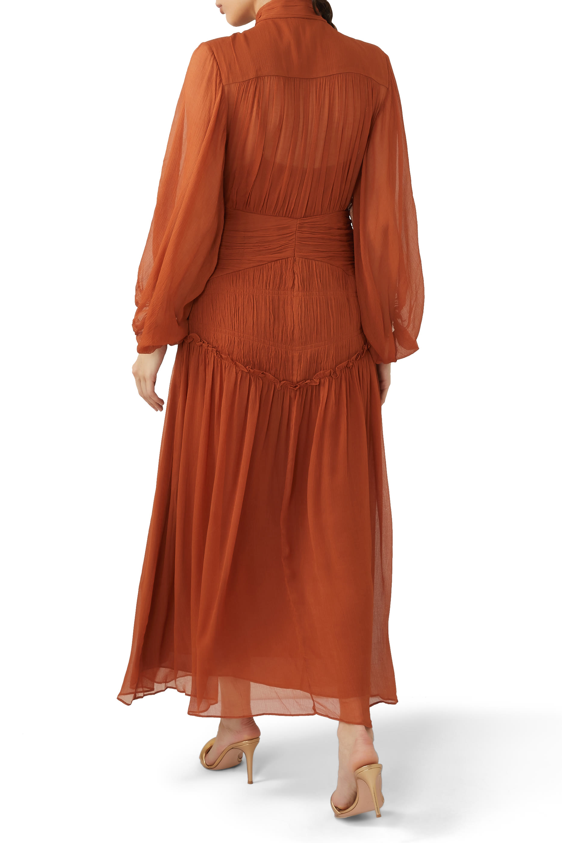 فستان نيومي متوسط الطول بأزرار إغلاق