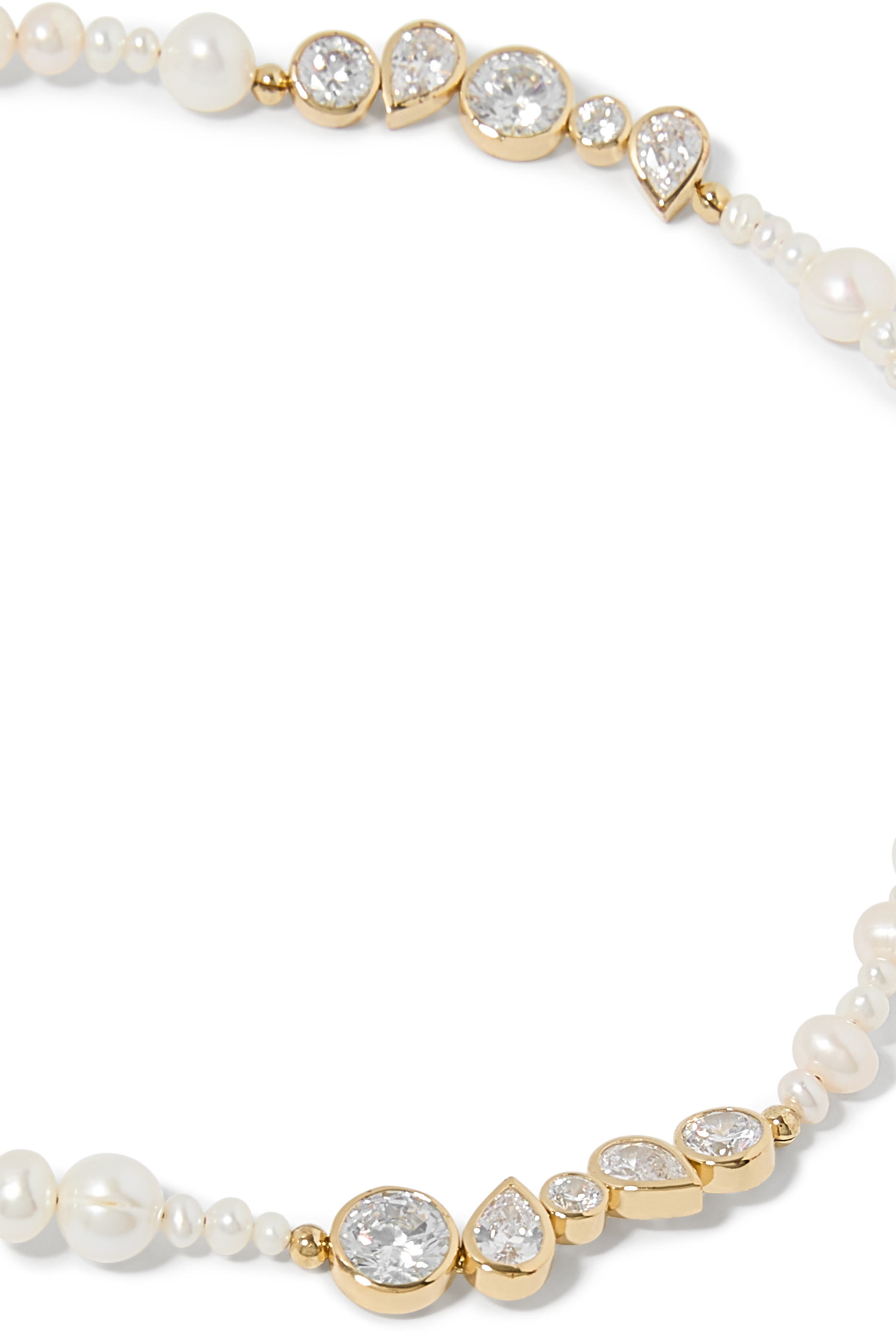 قلادة جليتش مزينة باللؤلؤ وأحجار زركونيا مكعبة، فضة استرلينية معاد تدويرها مطلية بذهب أصفر عيار 14