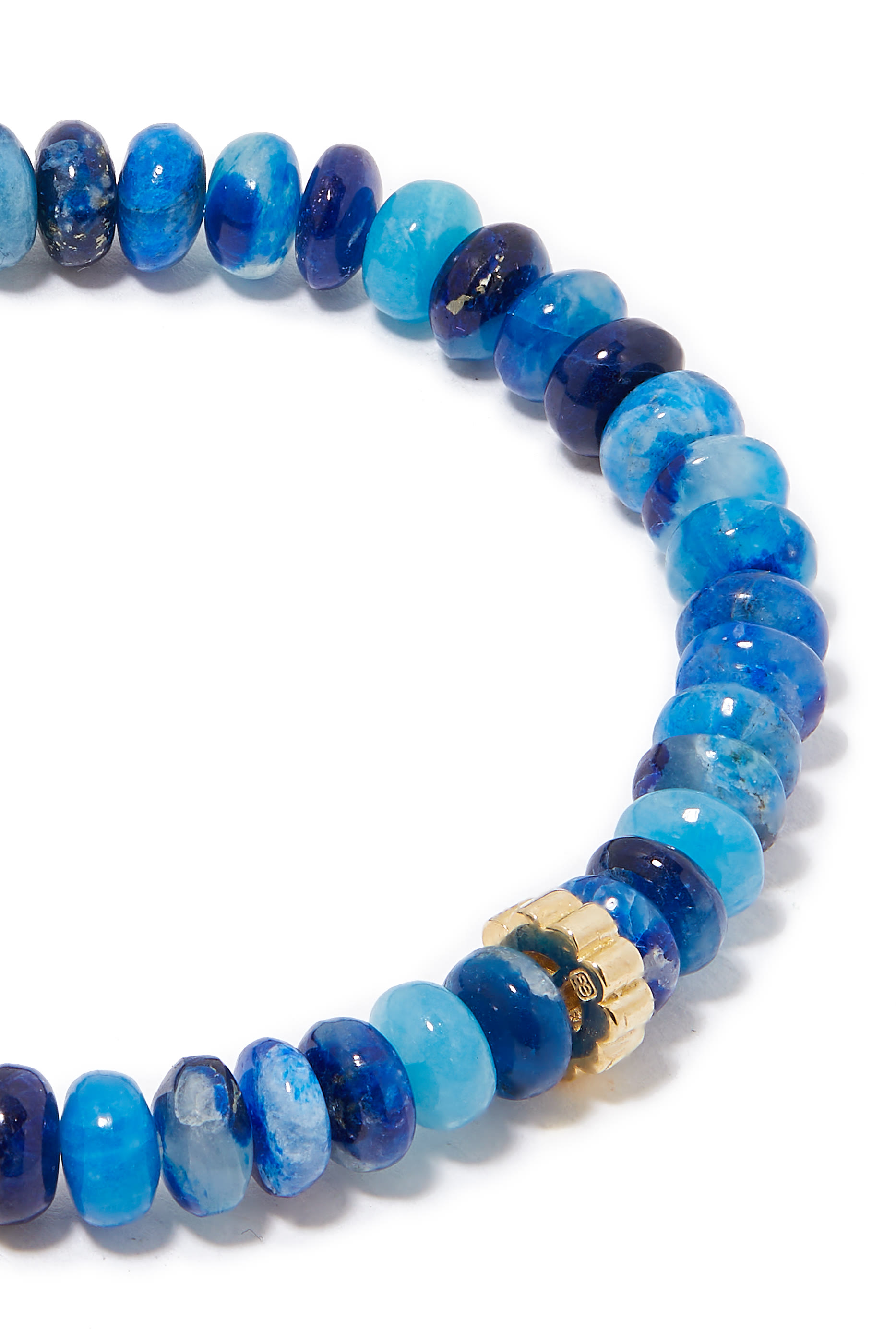 سوار بخرز أفغانيت وحلية دائرية بارزة الملمس مرصعة بالماس، ذهب أصفر عيار 14