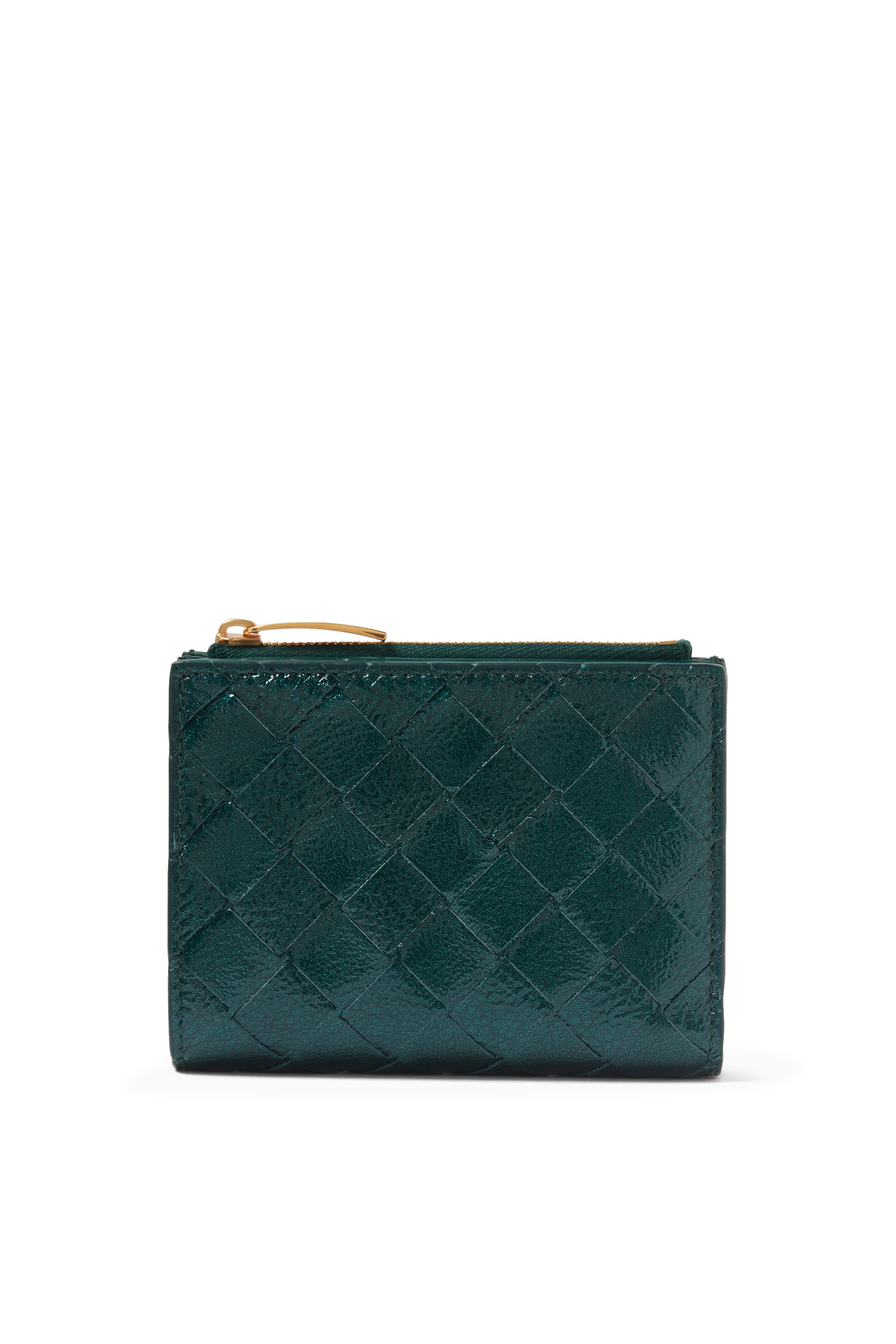 محفظة ثنائية الطي صغيرة بالتصميم المجدول