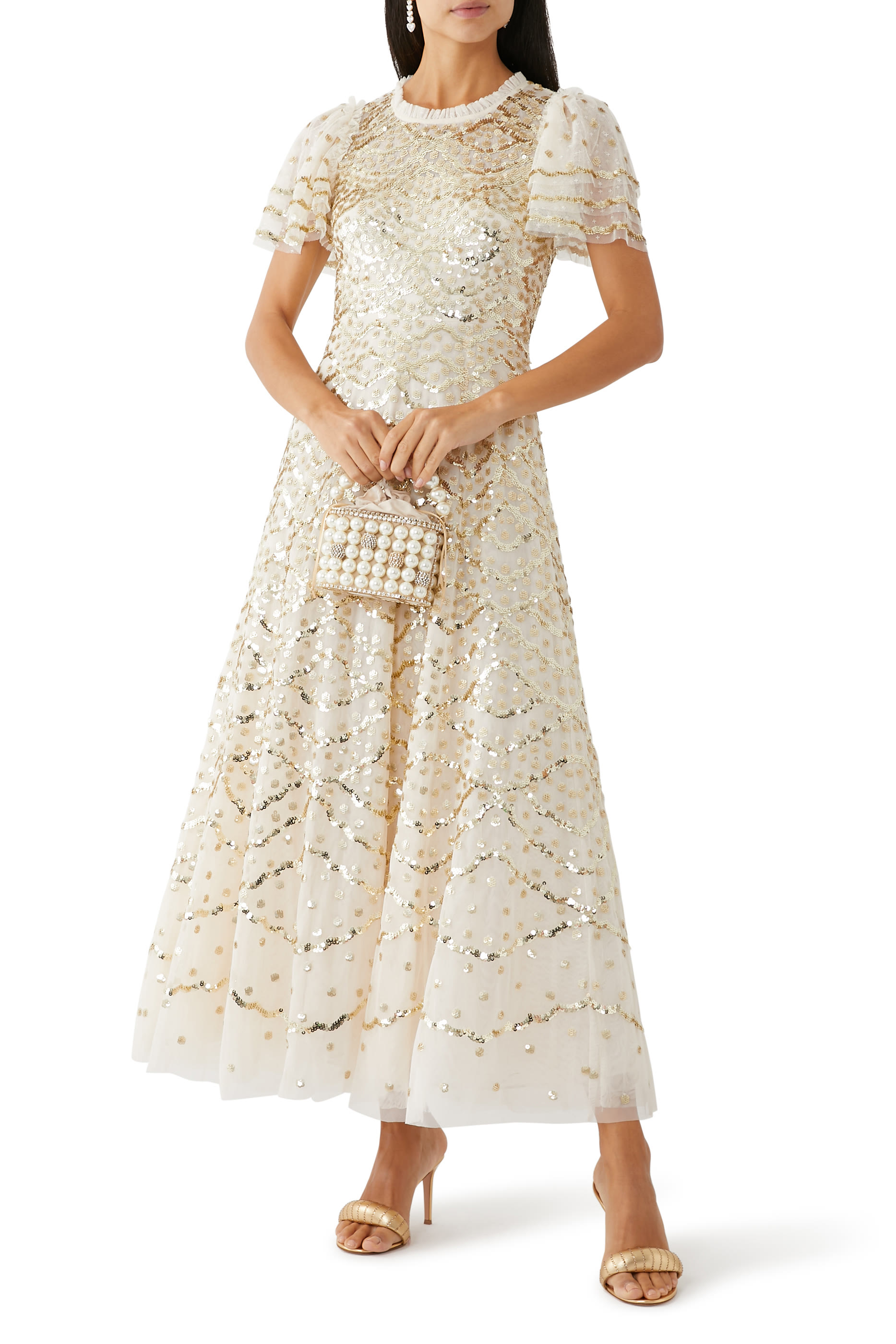 فستان سهرة ديكو دوت جلوس بطول الكاحل