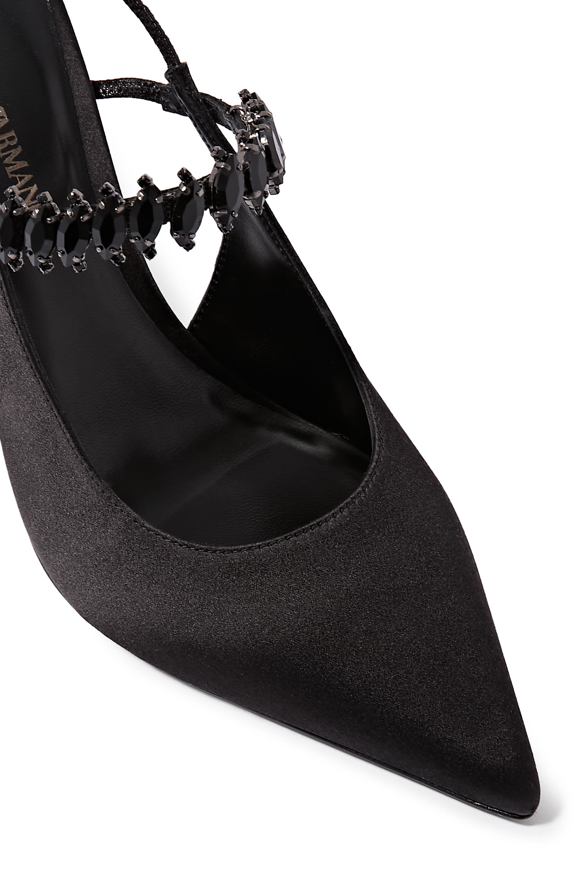 حذاء بكعب مرتفع بسير خلفي مزين جلد