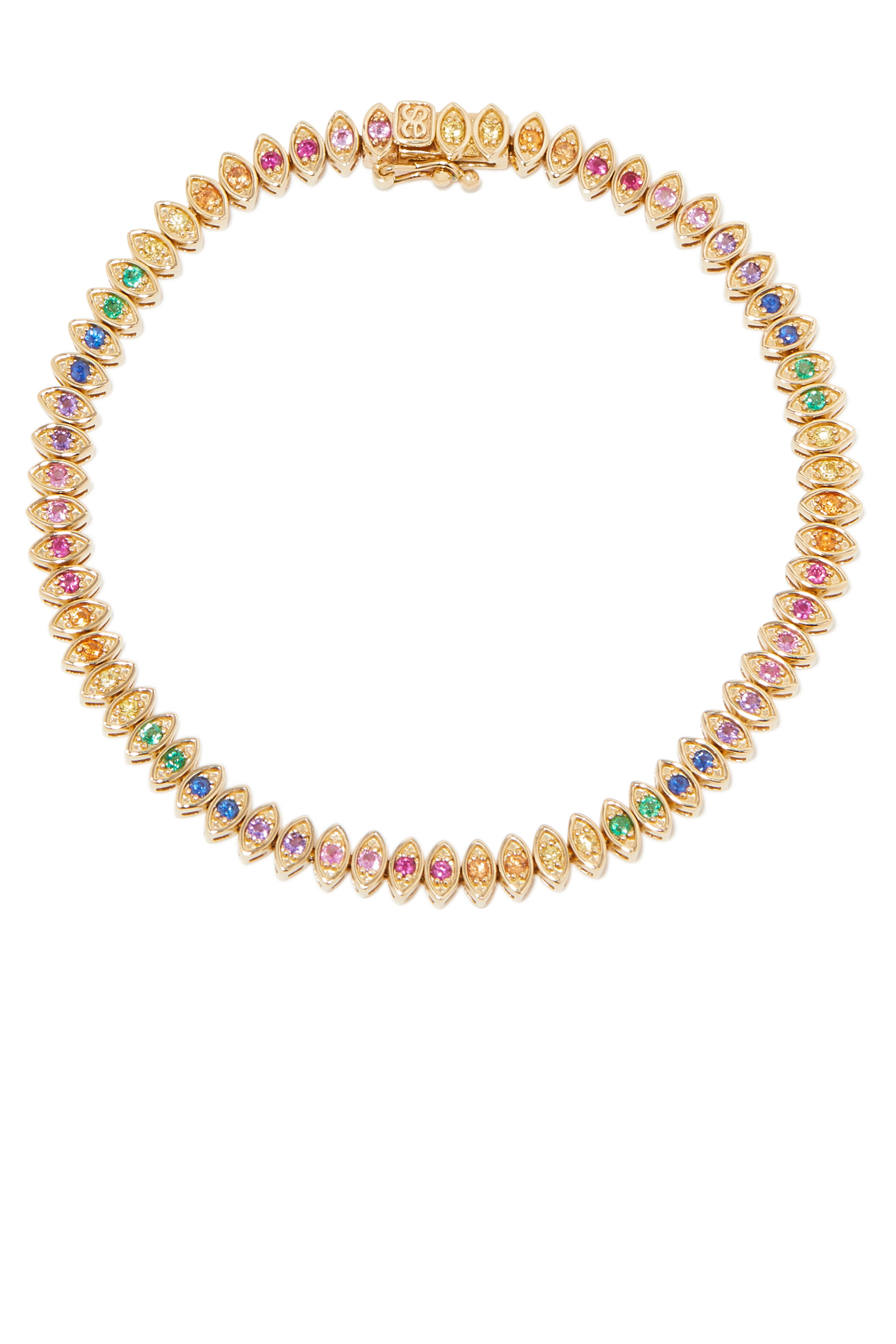 سوار تنس بحلية عين الحسود مرصعة بأحجار ماركيز ملونة