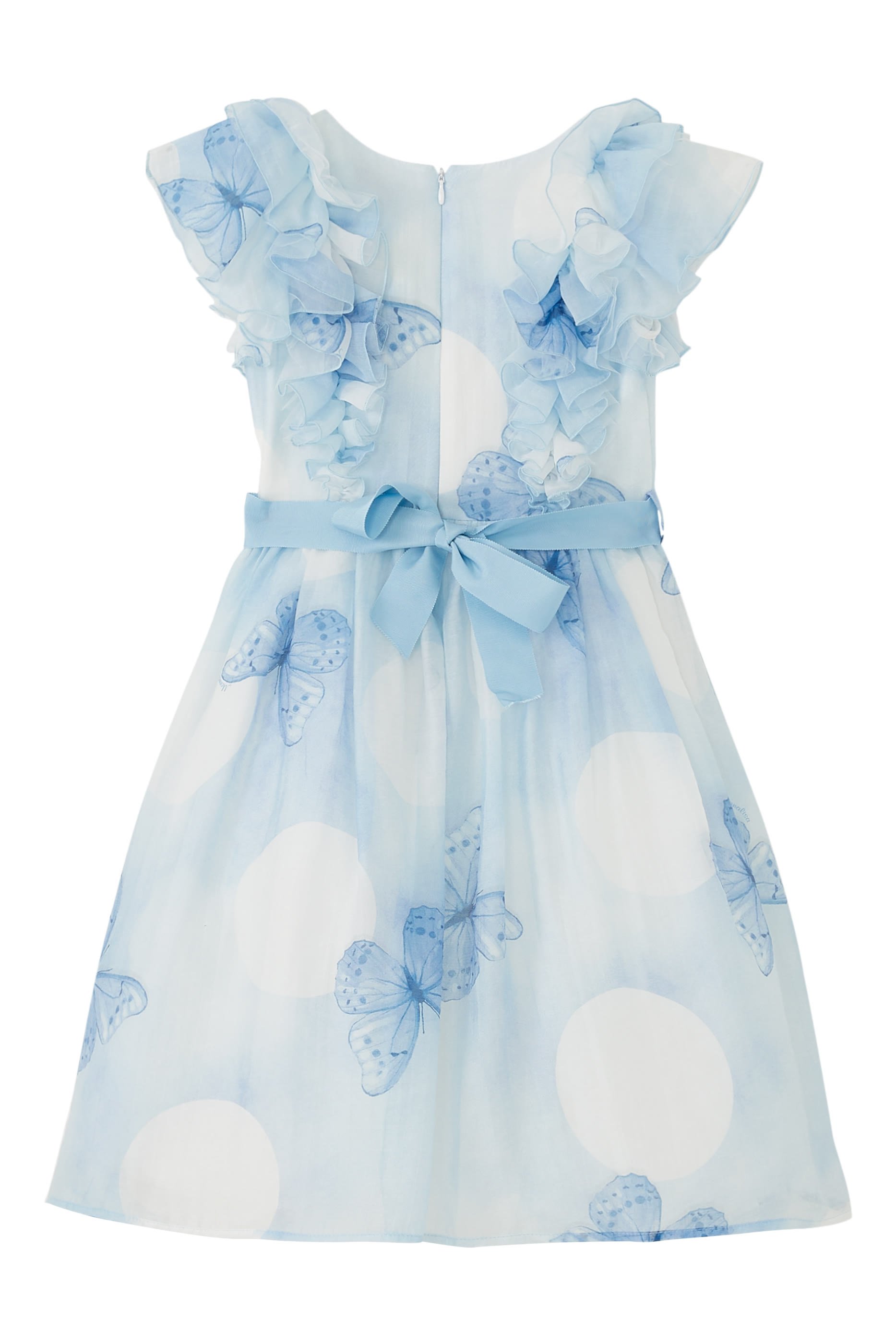 فستان طويل بنقشة فراشات أورجانزا للأطفال