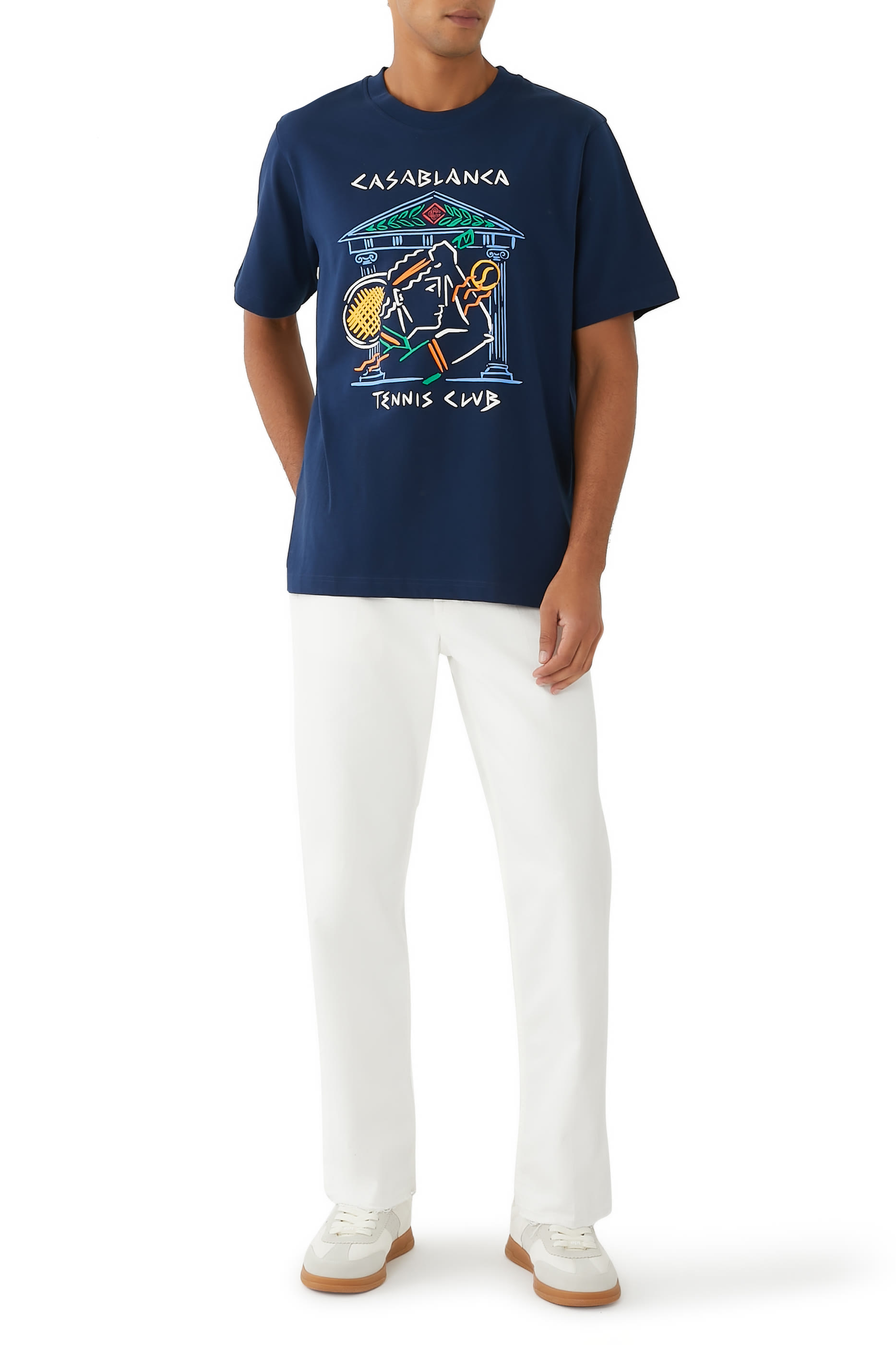 تيشيرت بنقشة معبد وشعار تنس كلوب