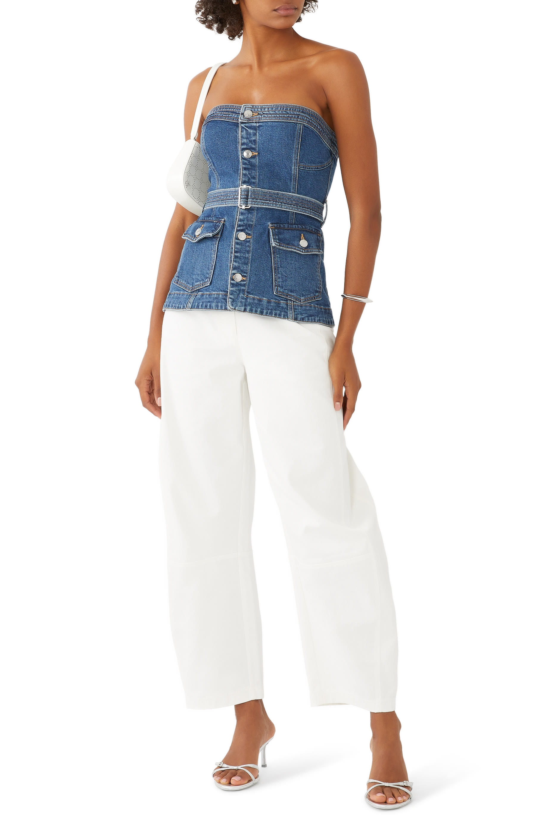 بلوزة سيان بحزام وتصميم صدرية