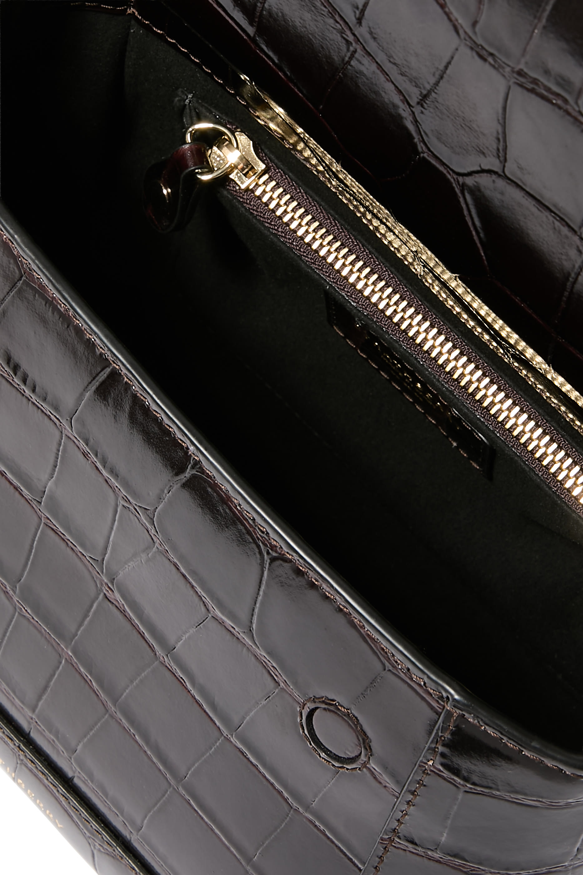 حقيبة يد بنقشة جلد التمساح متوسطة