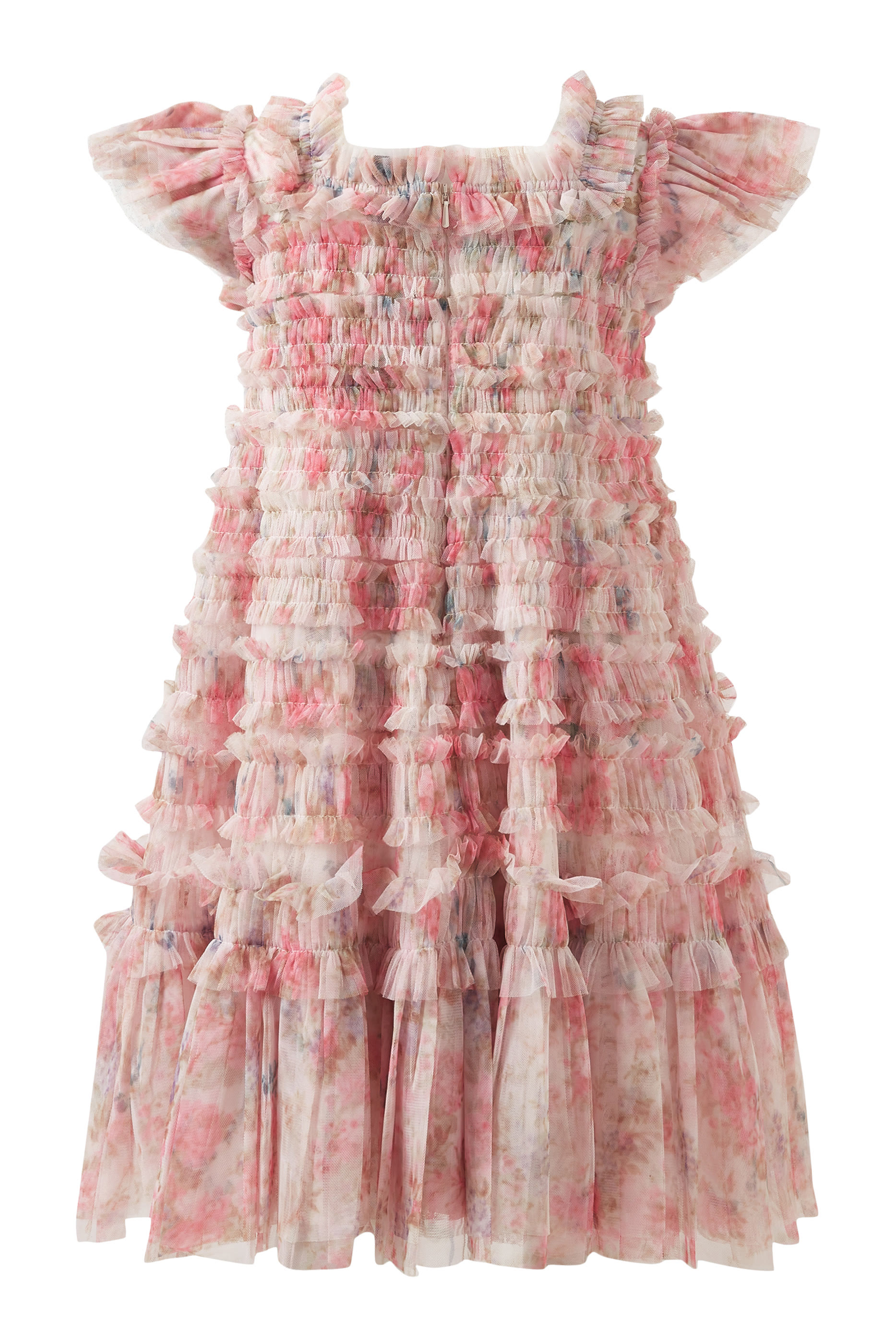 فستان بأكمام قصيرة بنقشة زهور إكليل الغار للأطفال