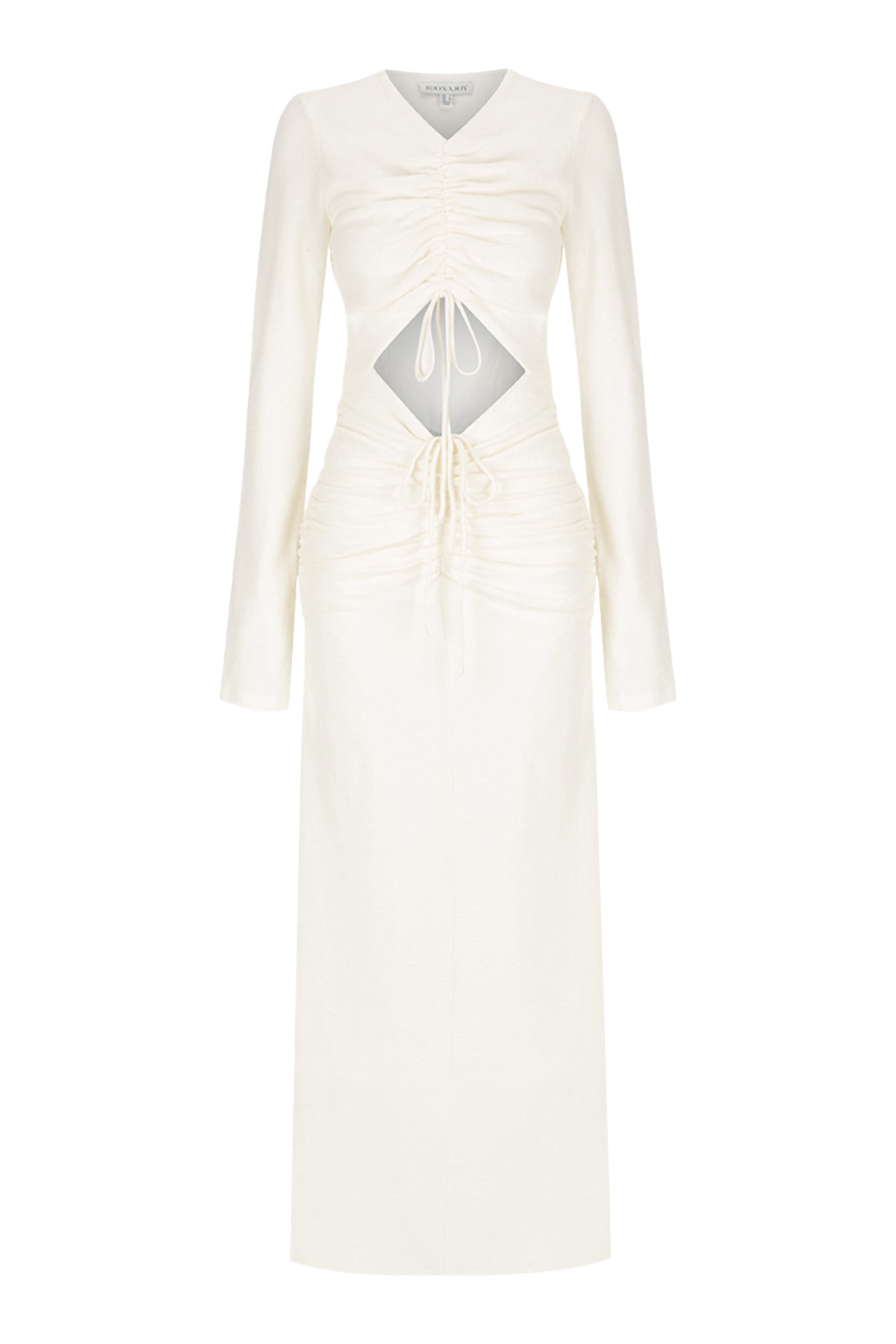 فستان بو طويل برباط تضييق وكشكش