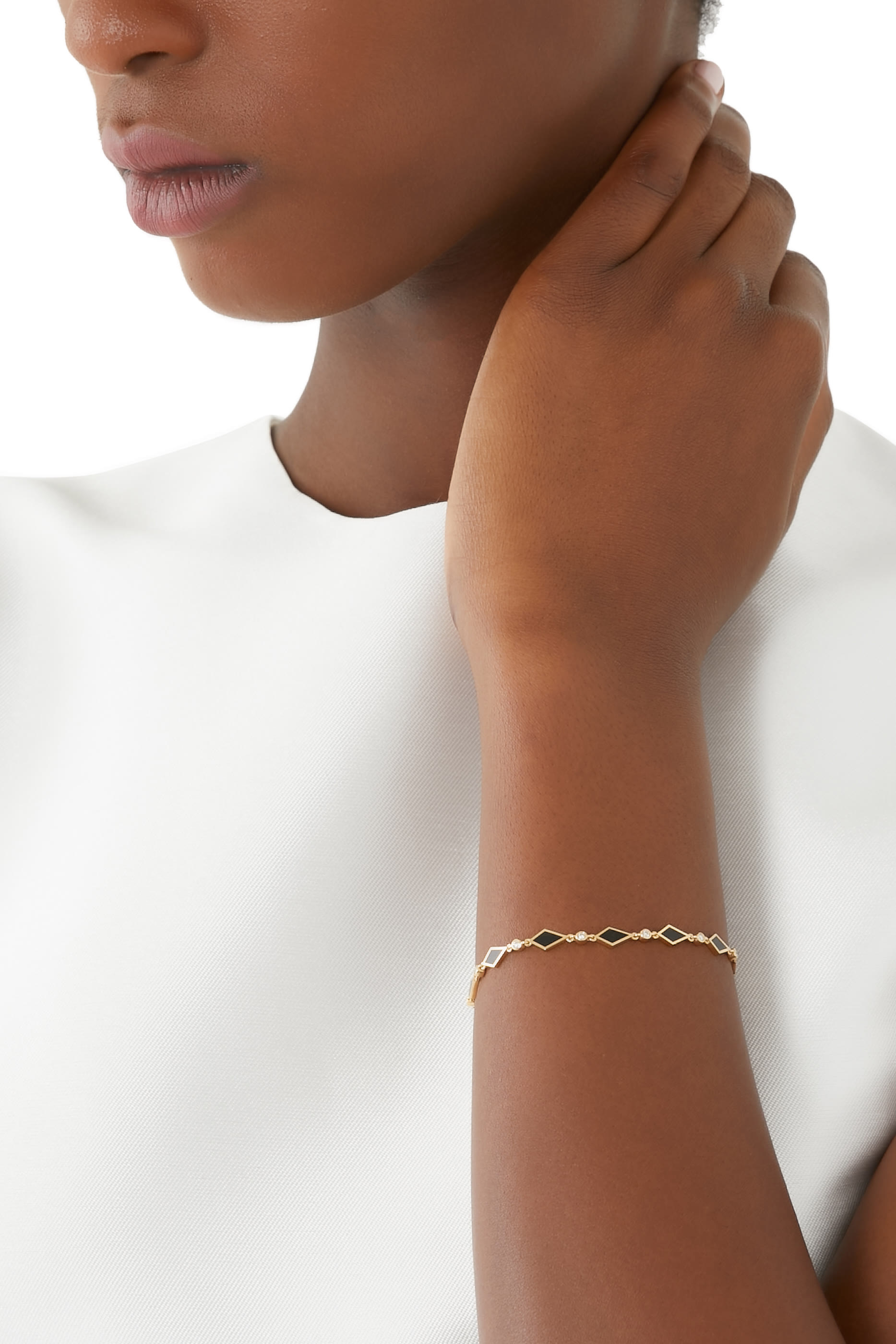 سوار موروكو موزاييك مرصعة بالماس ذهب أصفر عيار 18