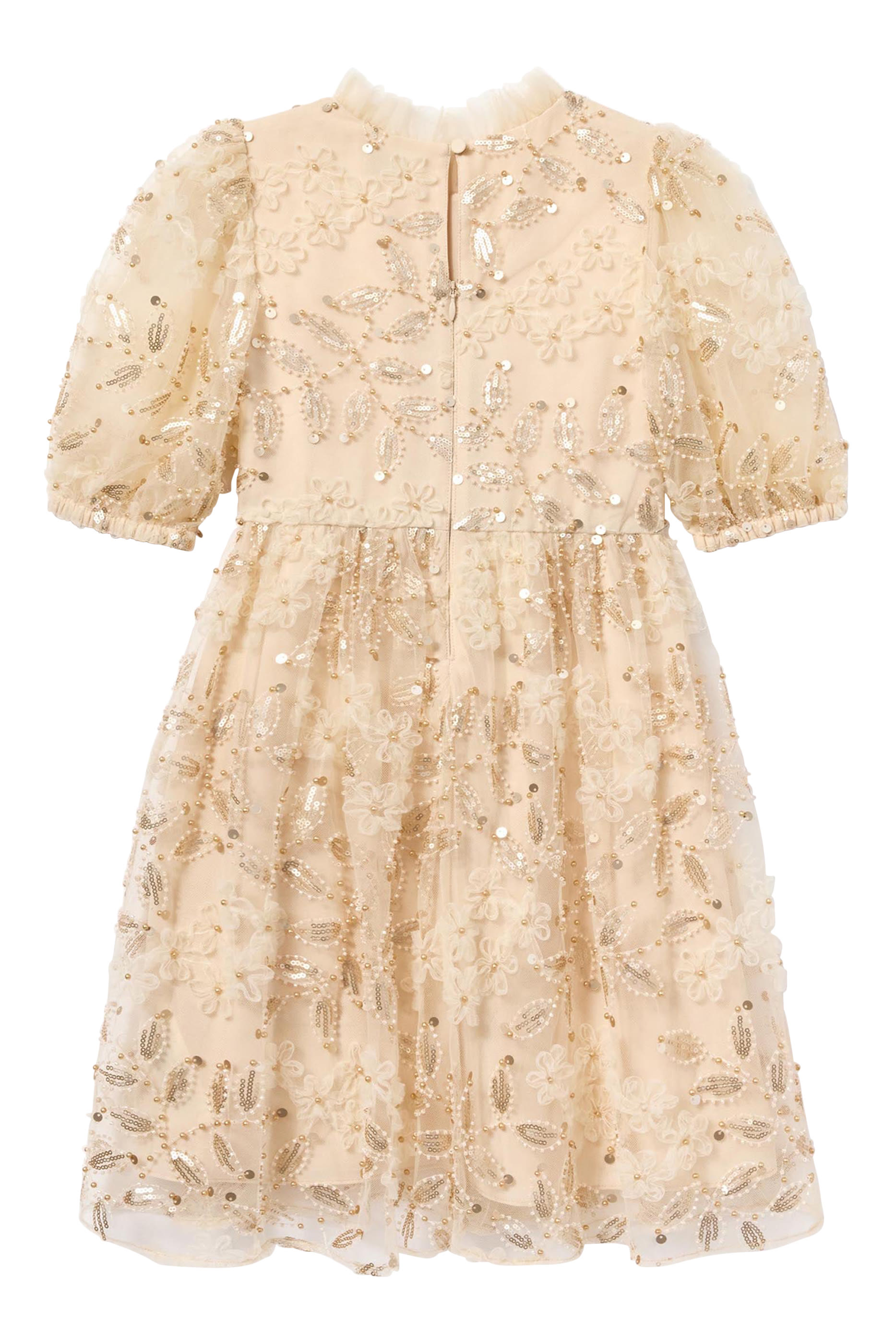 فستان تول مطرز بالترتر للأطفال