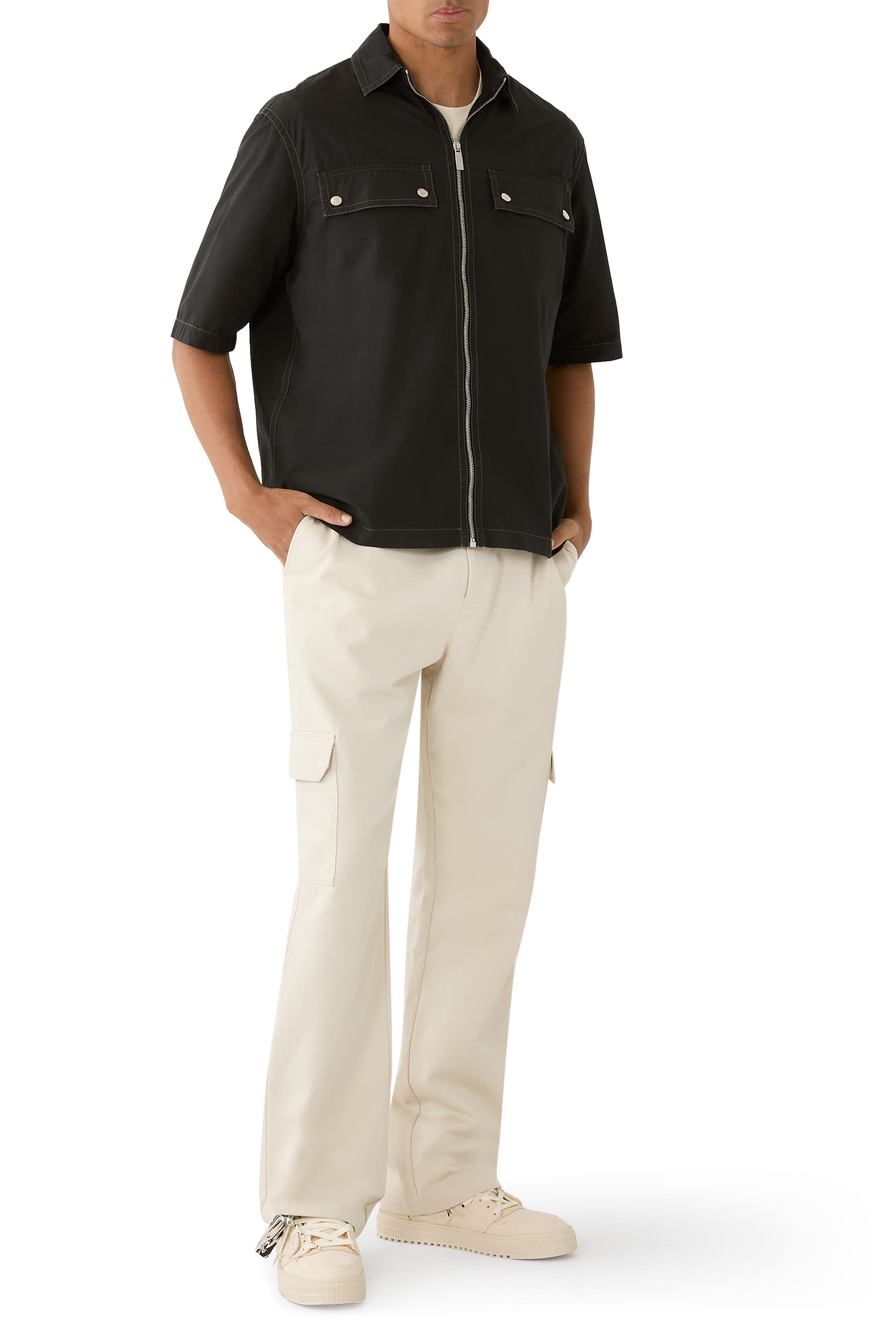 قميص بولينغ بسحاب وشعار السهم