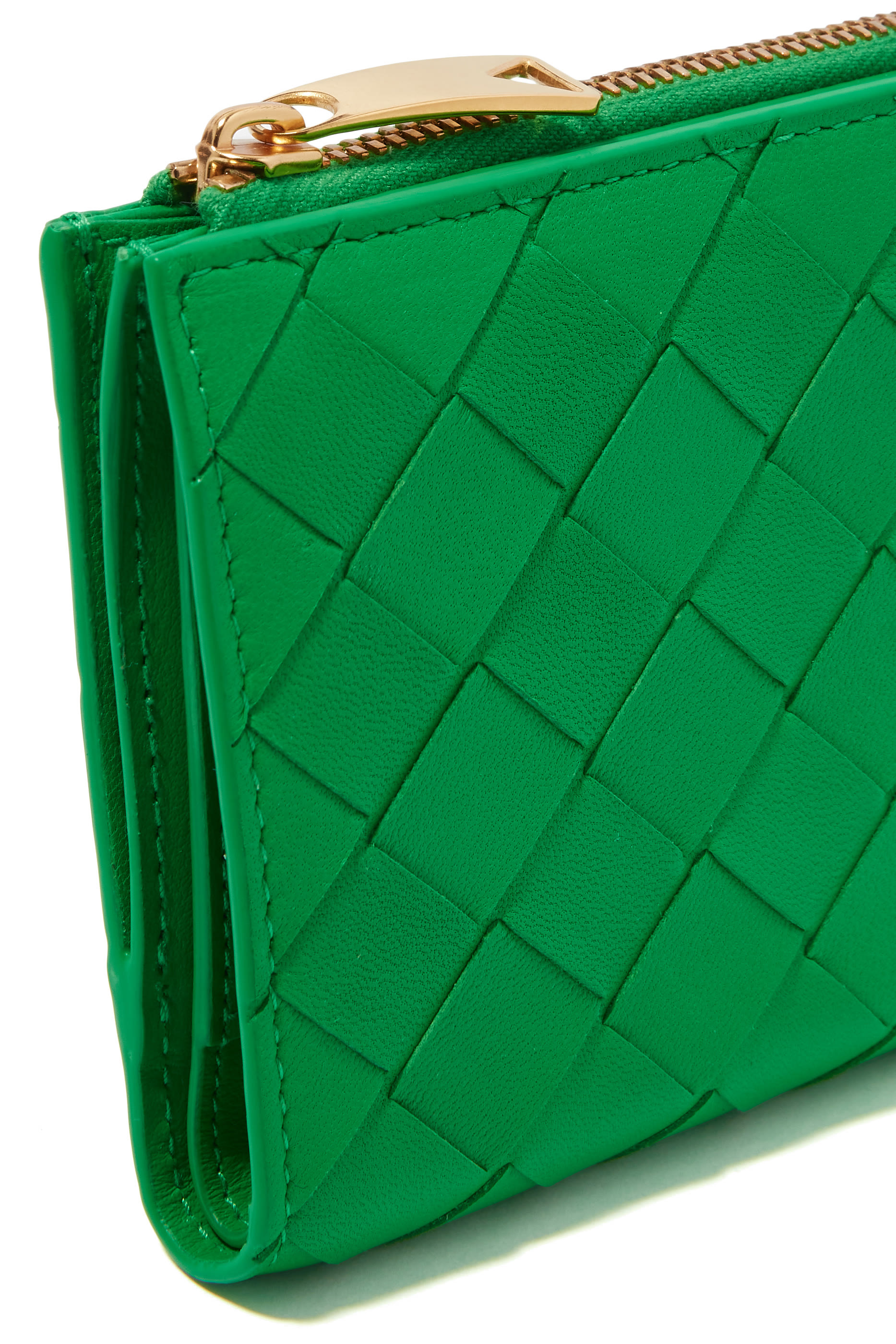 Small Intrecciato Bi-Fold Zip Wallet