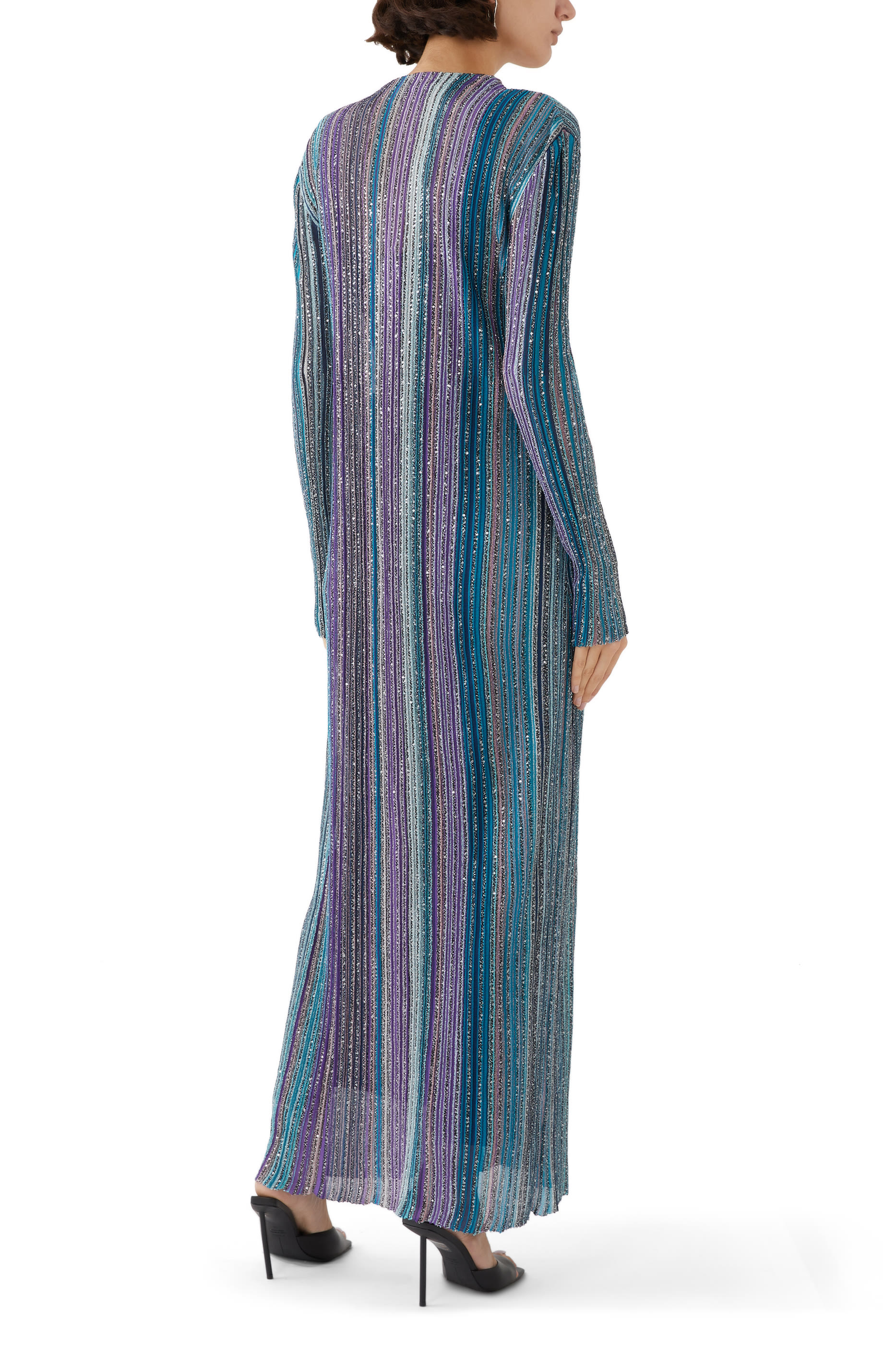 كارديجان طويل نسيج مضلع مطرز بالترتر