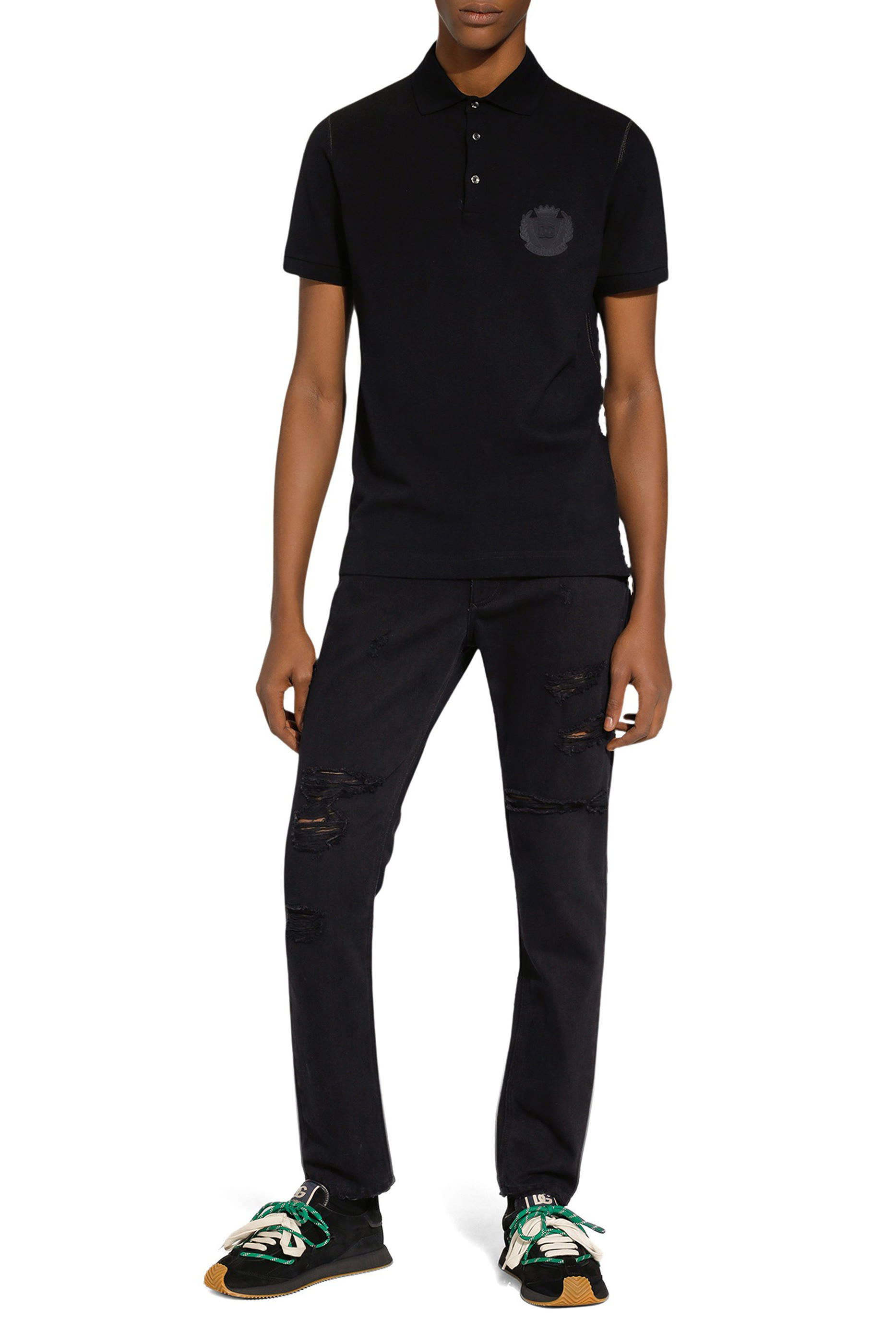 قميص بولو مطرز بشعار الماركة قطن