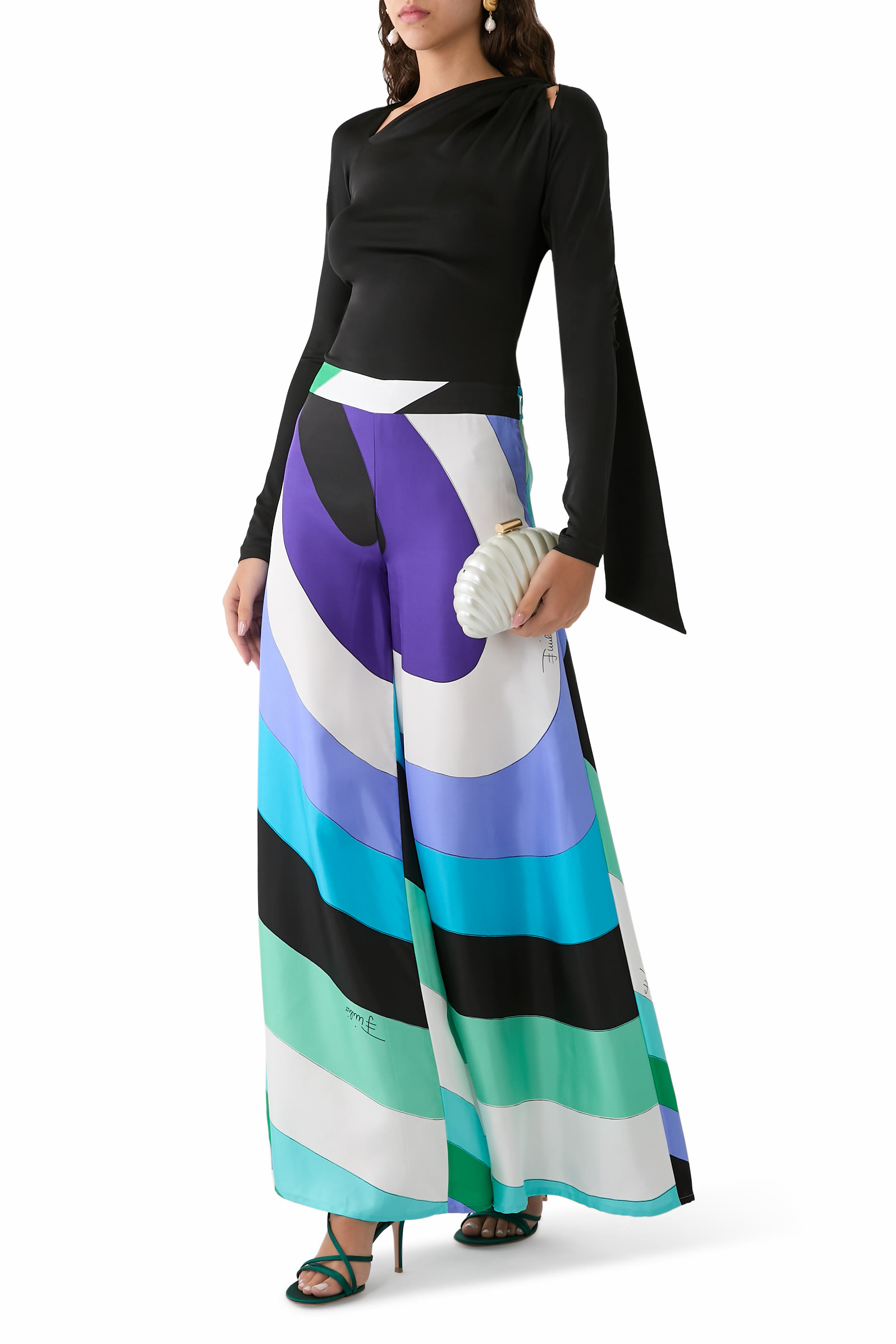 بنطال بطبعة ايرايد حرير تويل