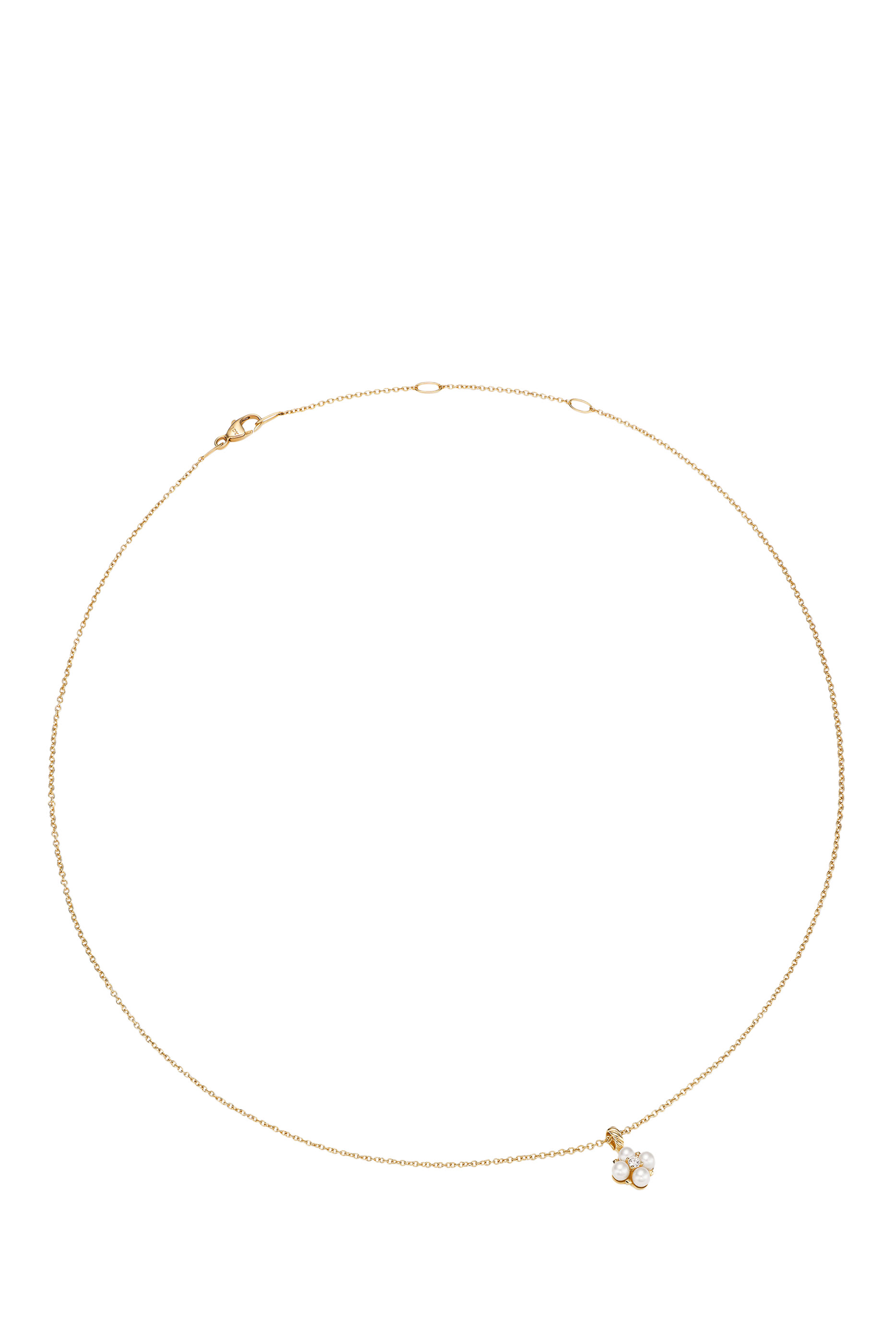 Petite Modern Renaissance&reg; Pendant Necklace, 18k Yellow Gold & Akoya White Pearls, Diamonds