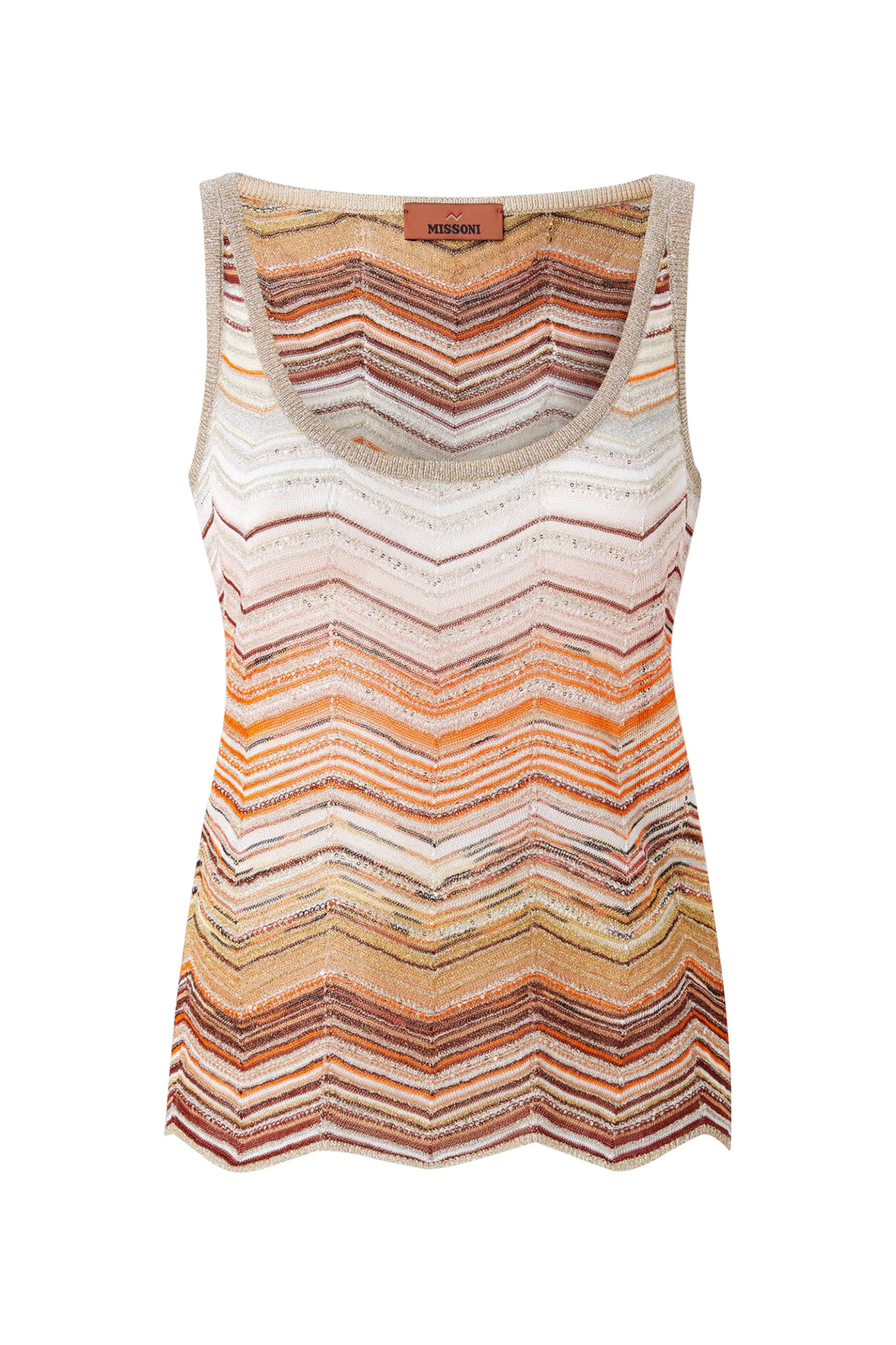 بلوزة بلا أكمام بنمط شيفرون مزينة بترتر لاميه