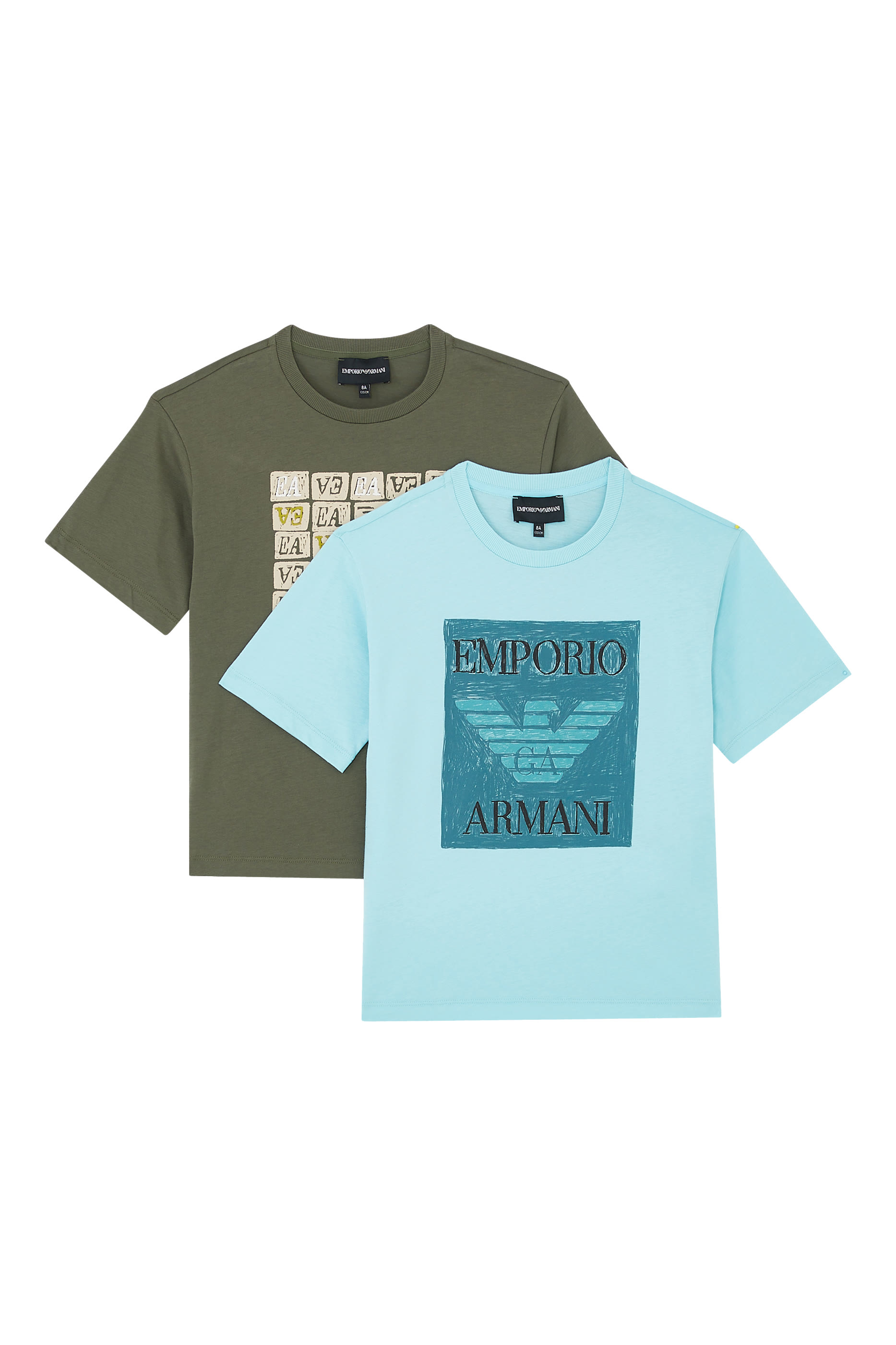 طقم تيشيرت بشعار الماركة للأطفال قطعتين