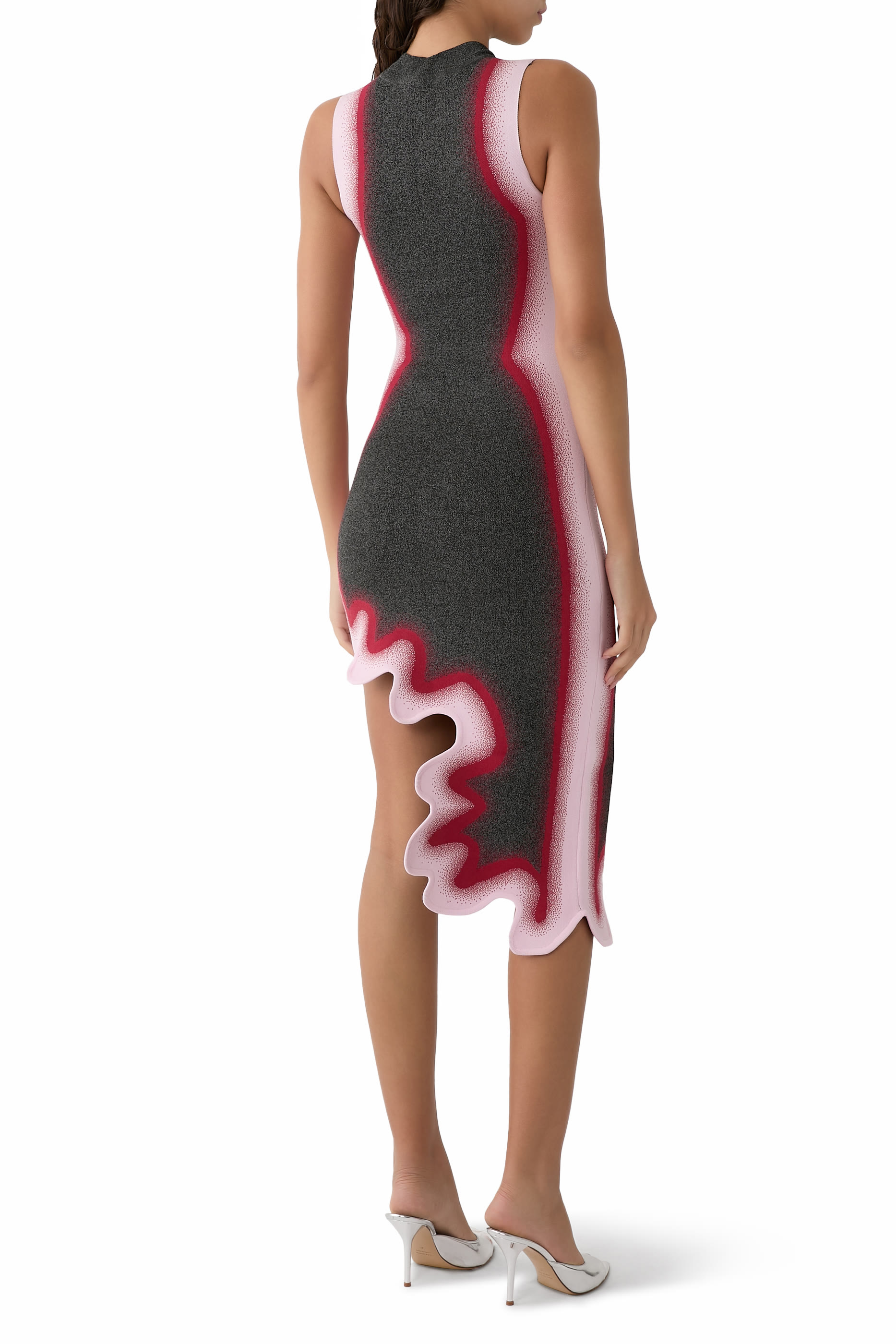 فستان بروكلين بنقشة متموجة وتصميم غير متماثل