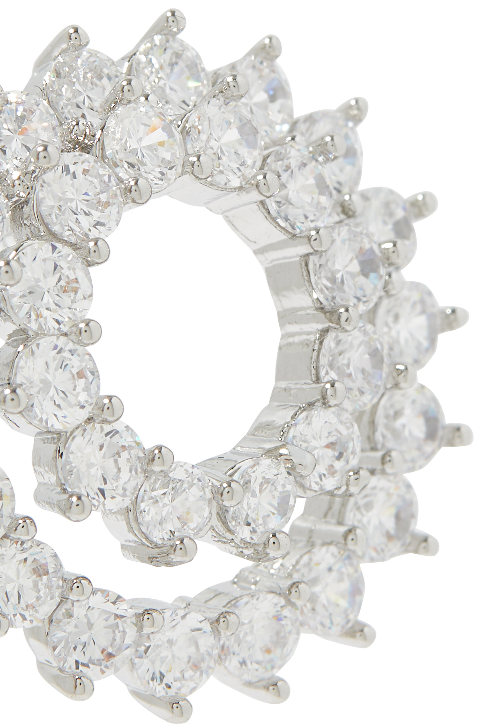 أقراط دائرية بتصميم لولبي مزدوج مرصعة بأحجار زركونيا مكعبة نحاس مطلي بالروديوم