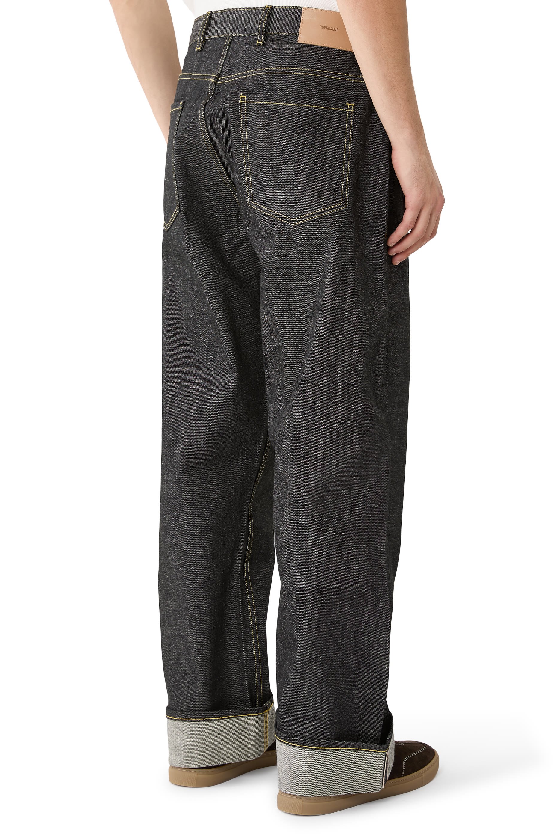 بنطال جينز دنيم بحافة منسوجة