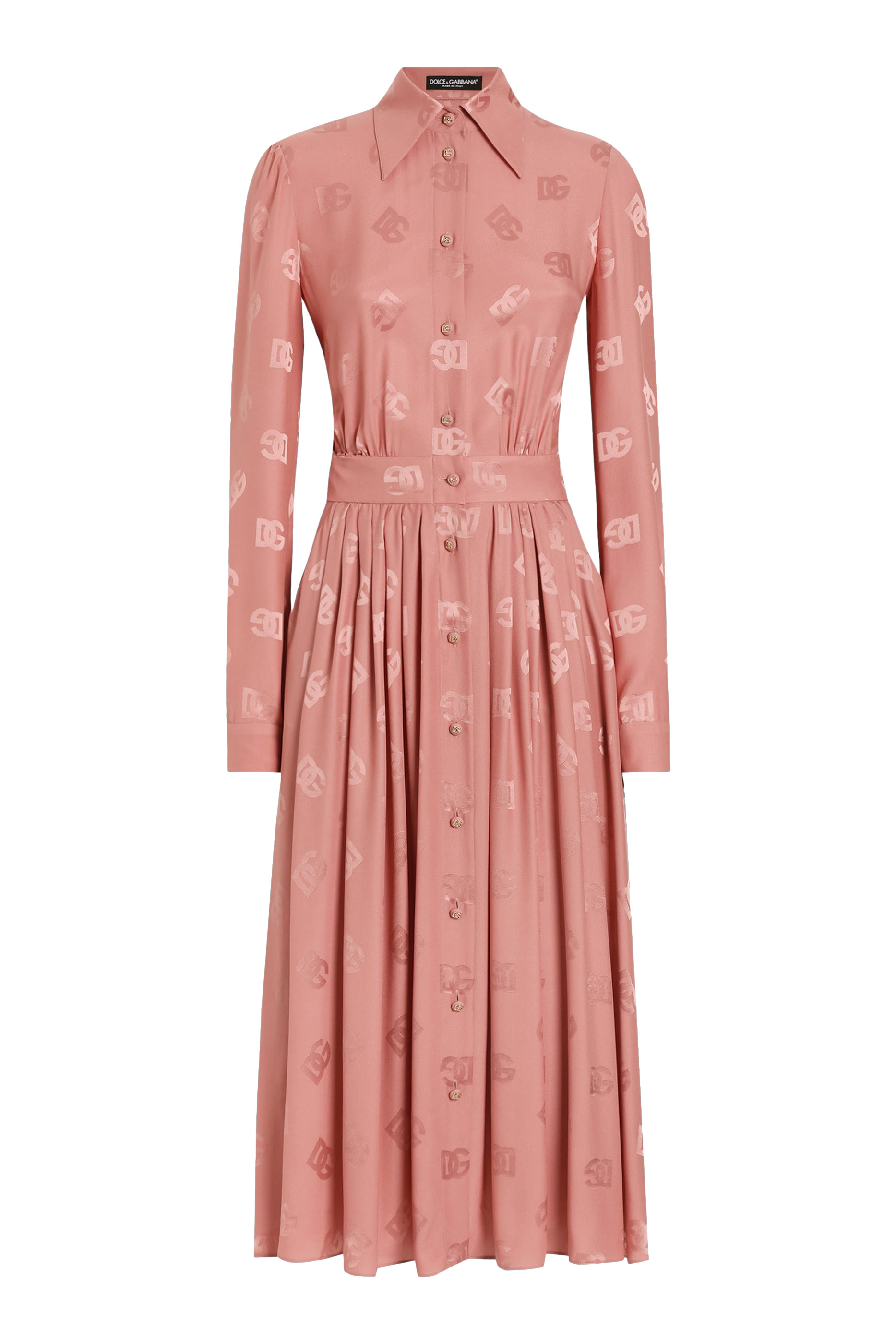 فستان متوسط الطول بنقشة حروف شعار الماركة جاكار