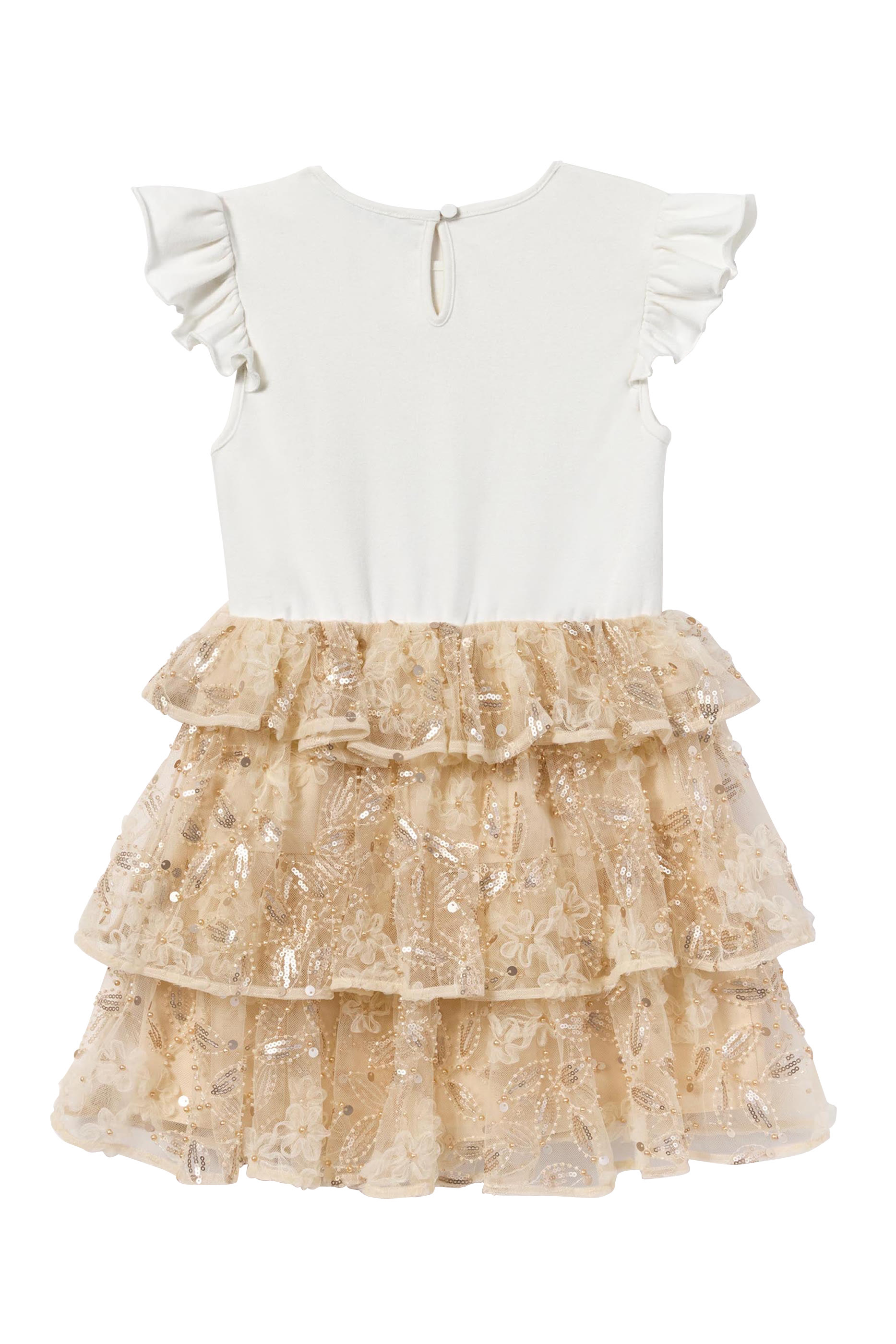 فستان جيرسيه تول مطرز بالترتر للأطفال