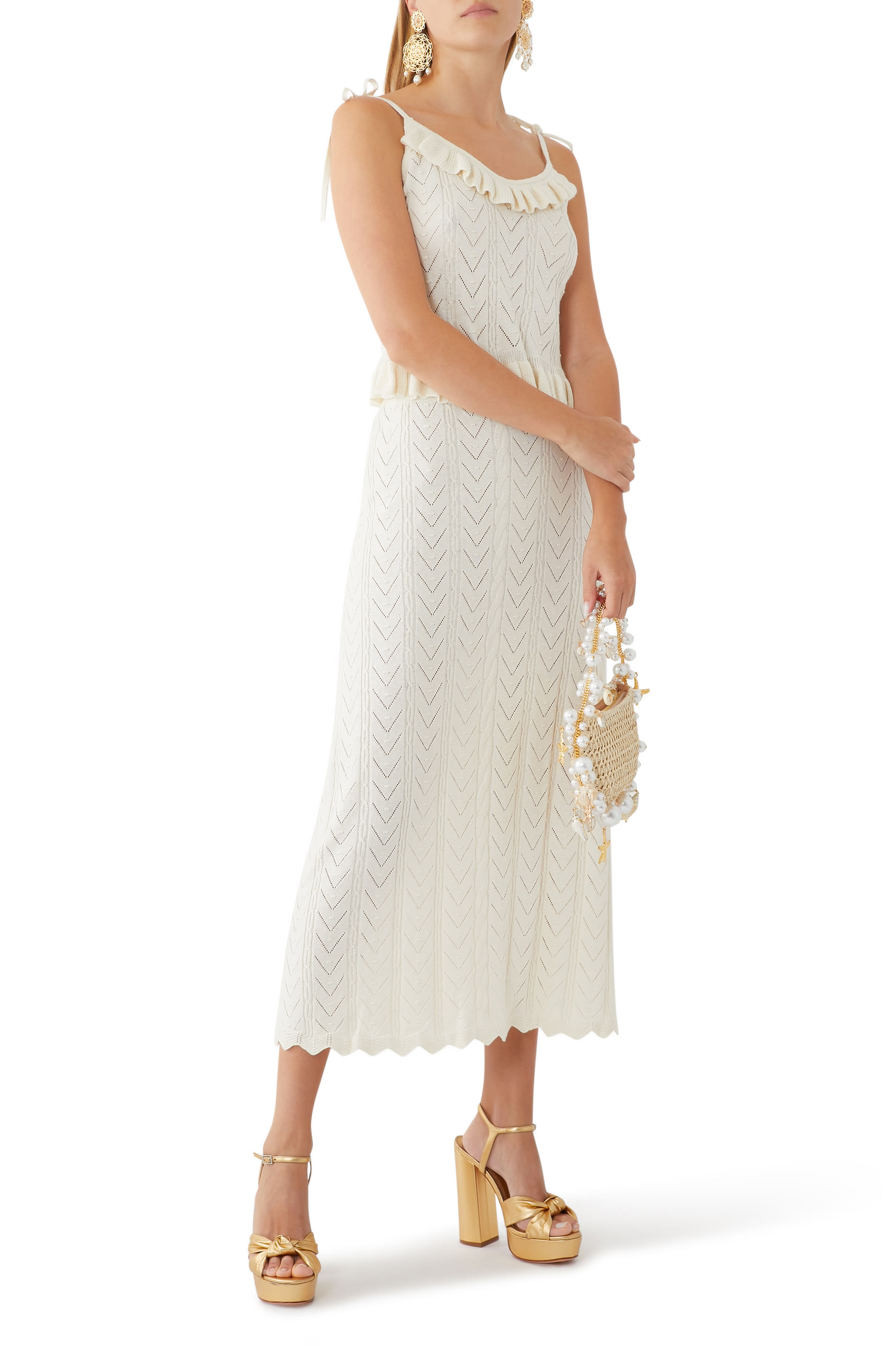 تنورة لو لو متوسطة الطول منسوجة