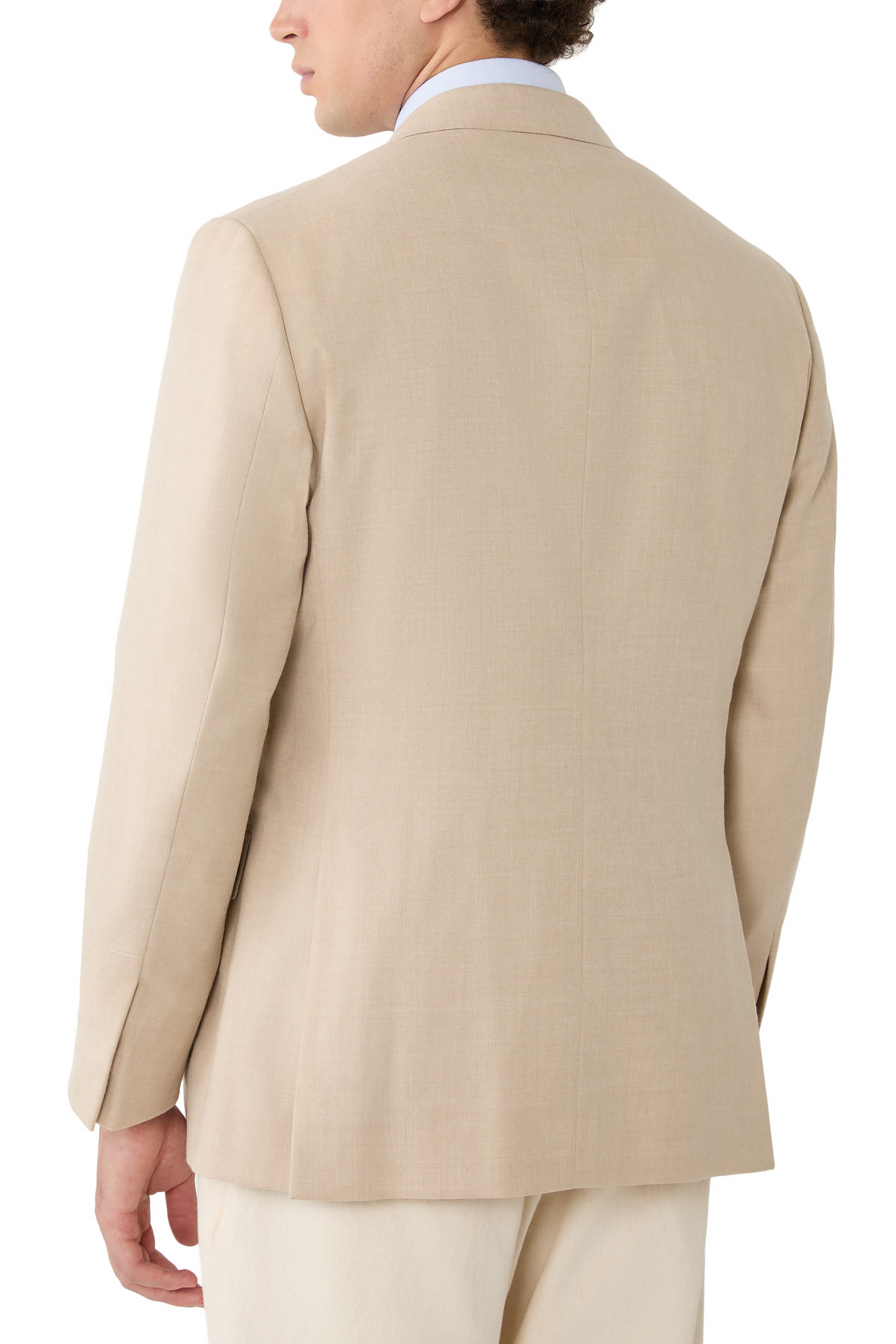 جاكيت كينت بنقشة مربعات بخياطة يدوية صوف