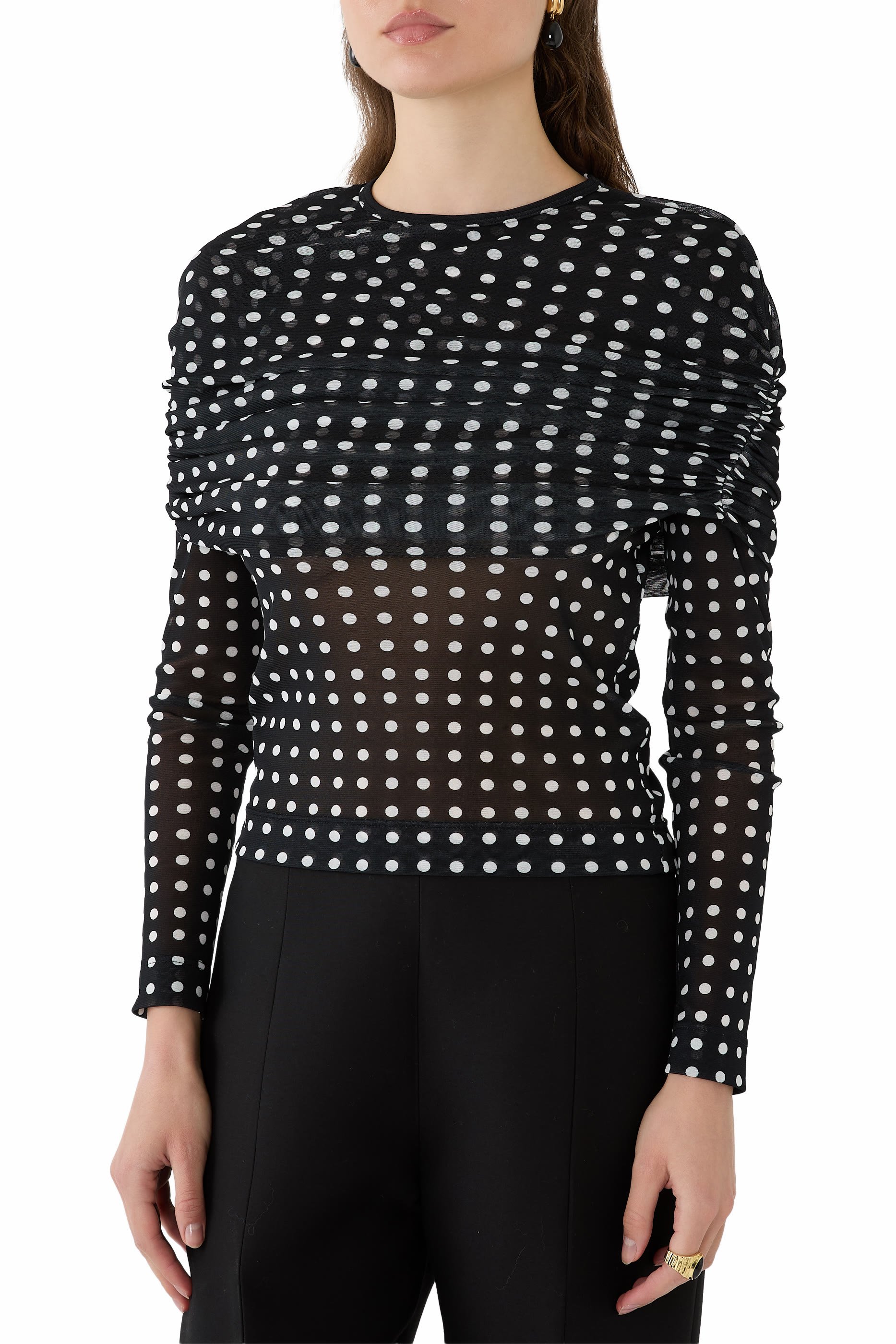 بلوزة بأكمام طويلة نايلون معاد تدويره